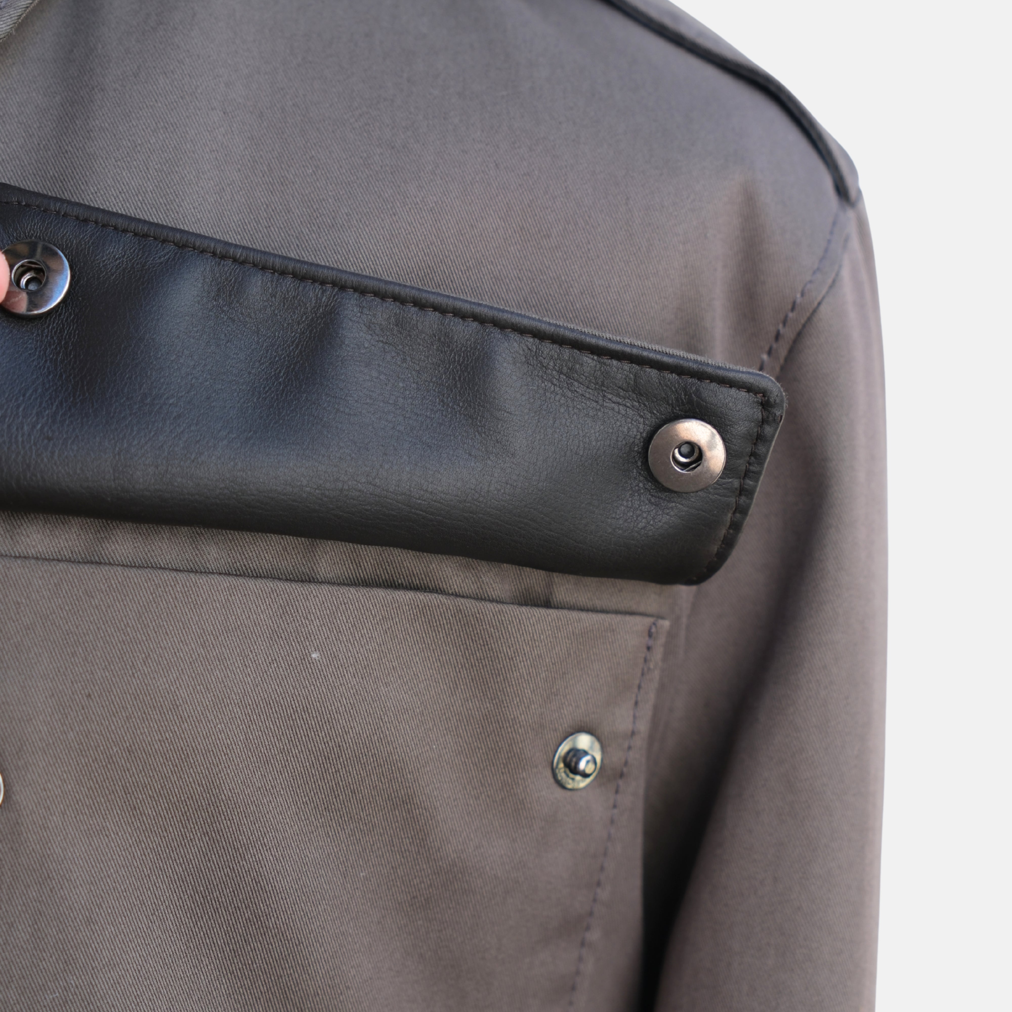 Brown Storm System Jacket made of Cotton/Polyamide with Leather Details (XS)