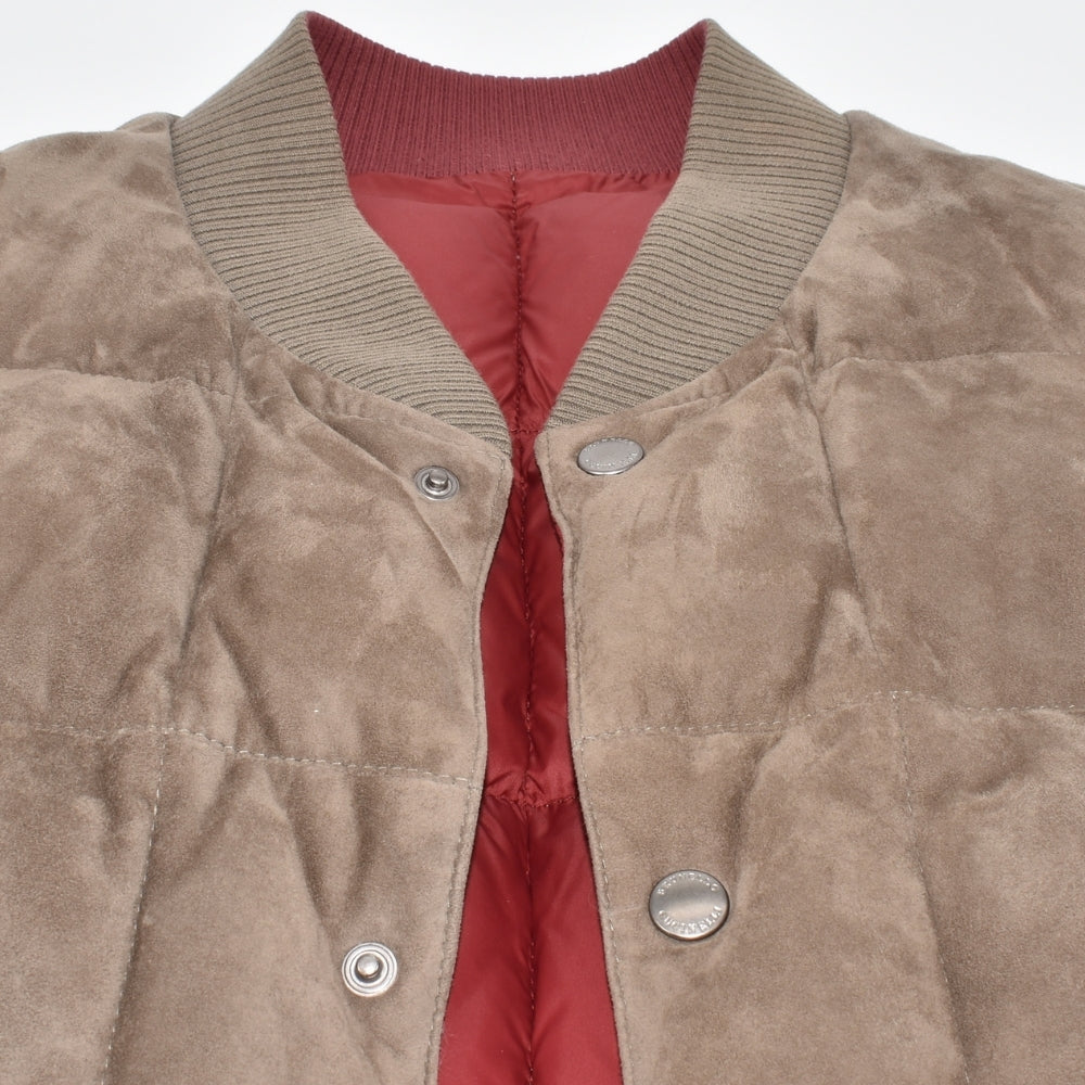 Brown/Red Reversible Down Suede Vest (L)