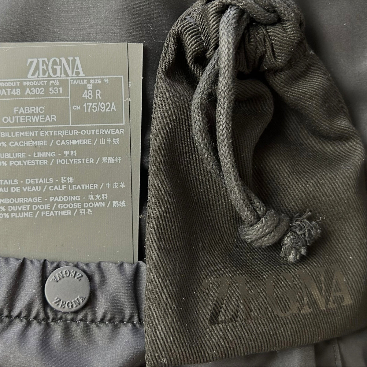 Navy Down Jacket made of Cashmere (EU 48)