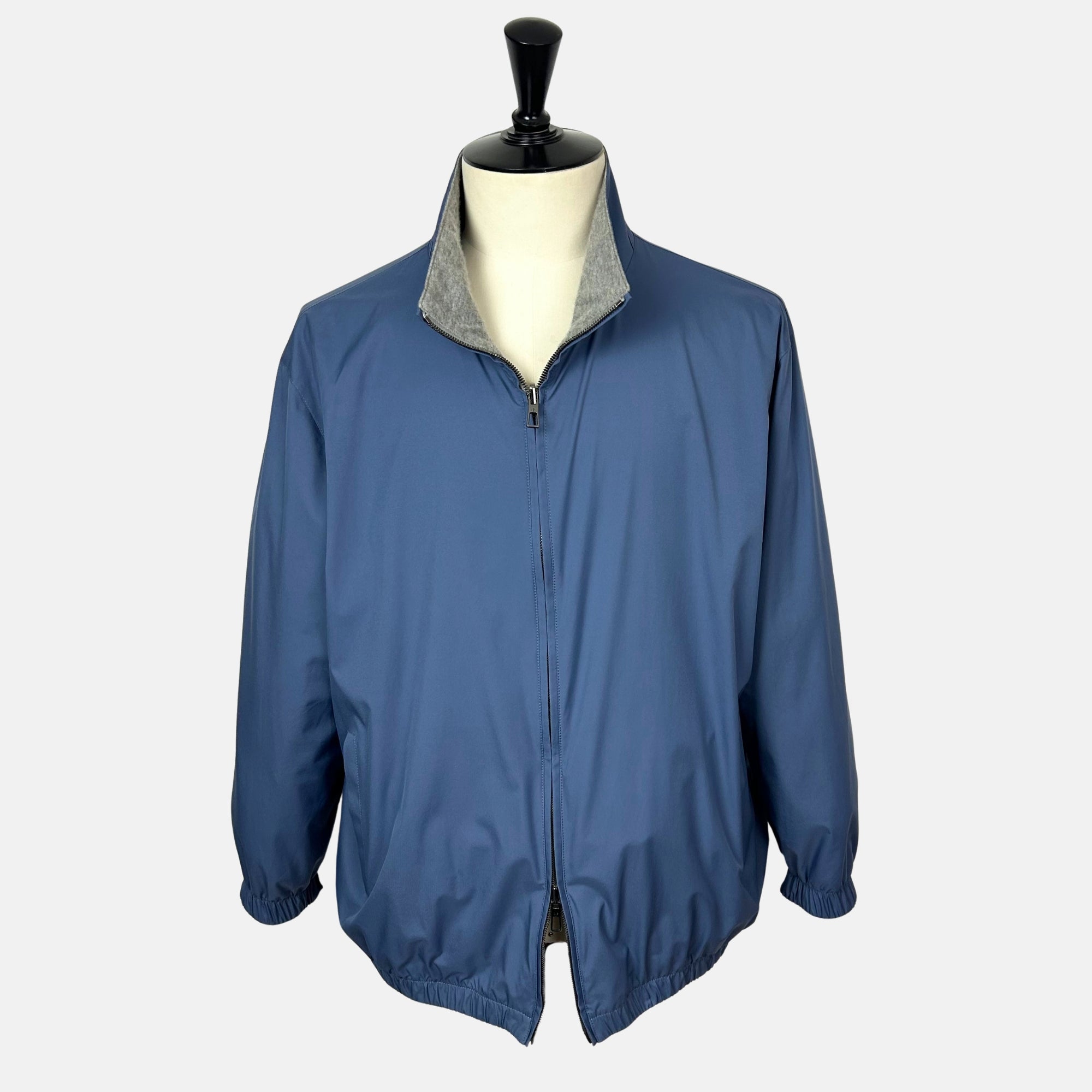 Blue–Gray Reversible Bomber Jacket made of Cashmere/Nylon (EU 60)