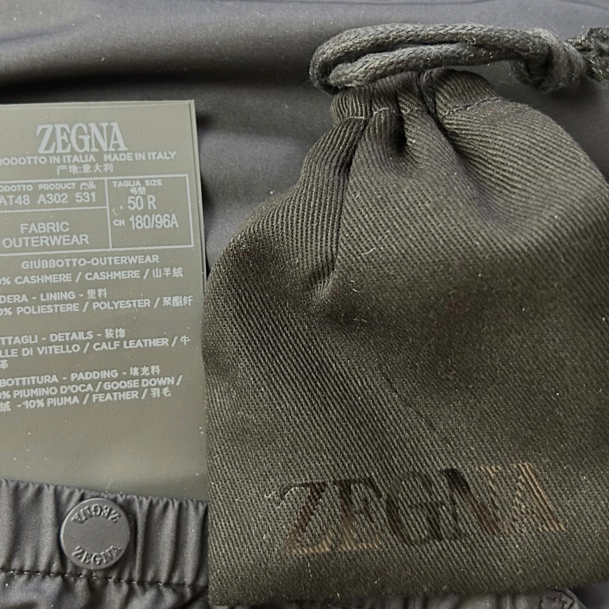 Navy Down Jacket made of Cashmere (EU 48, EU 50)