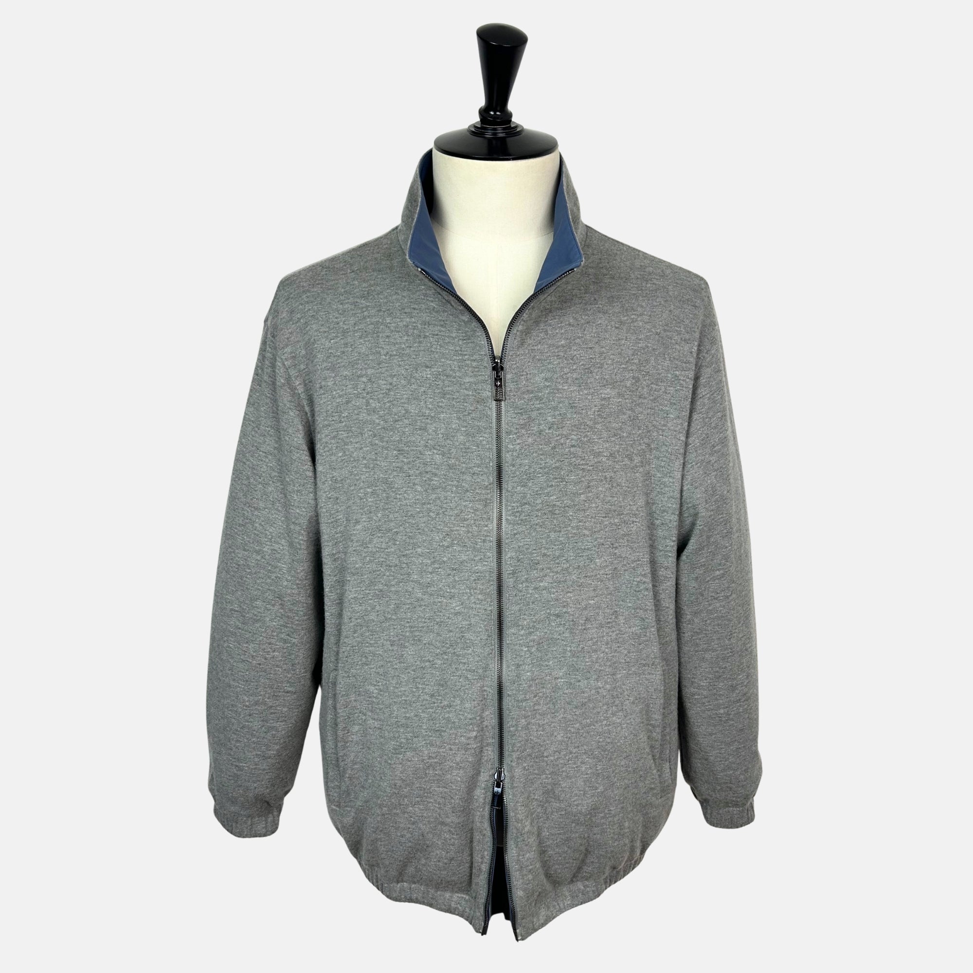 Blue–Gray Reversible Bomber Jacket made of Cashmere/Nylon (EU 60)