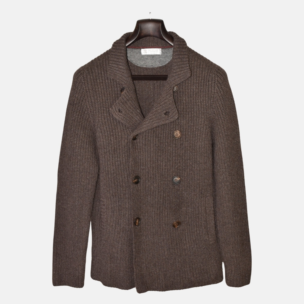 Brown Double Breasted Cashmere Cardigan (EU 48)