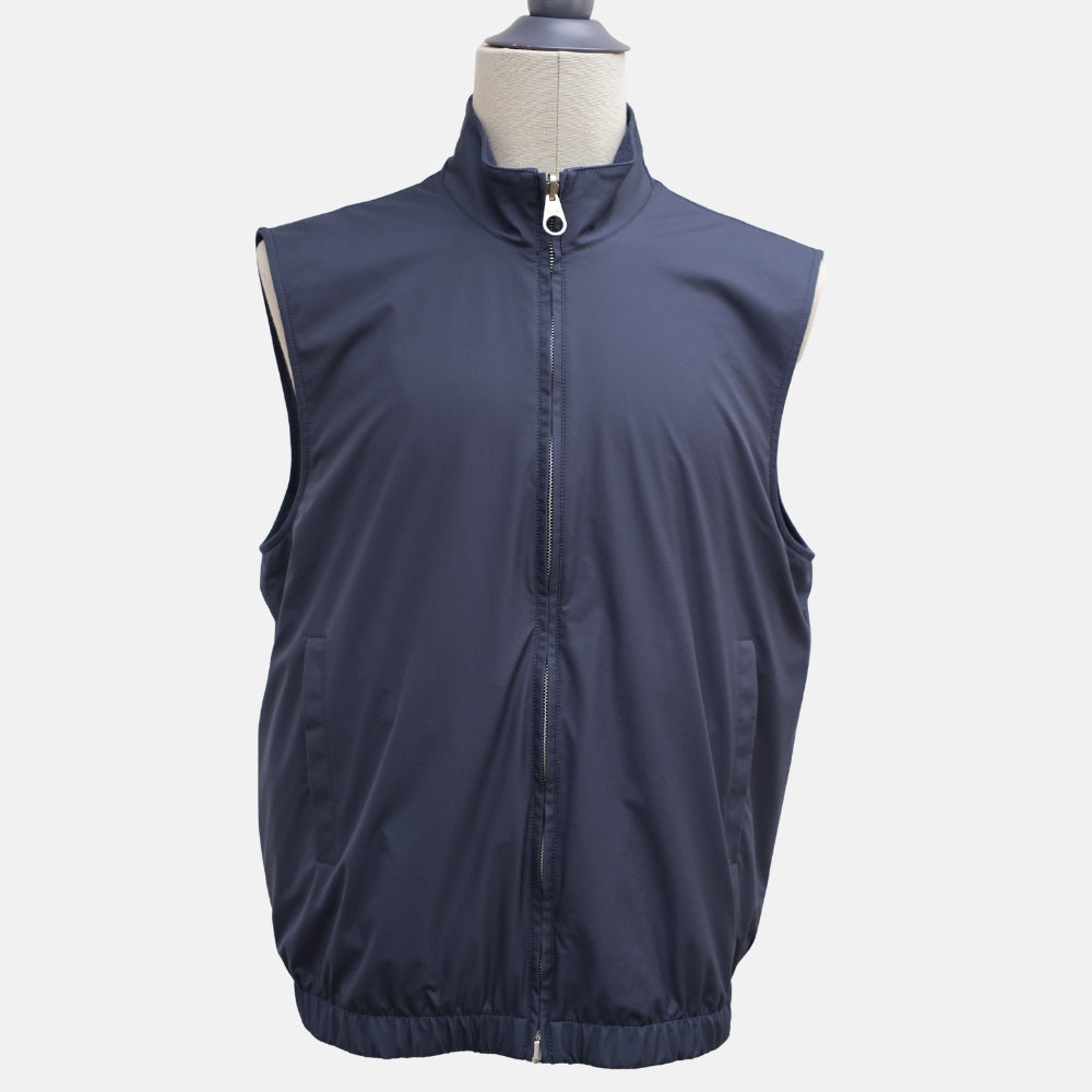 Navy Blue Reversible Microfibre/Linen Vest (EU 52)