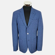 Blue Patterned Blazer made of Virgin Wool/Linen/Elastane (EU 48)