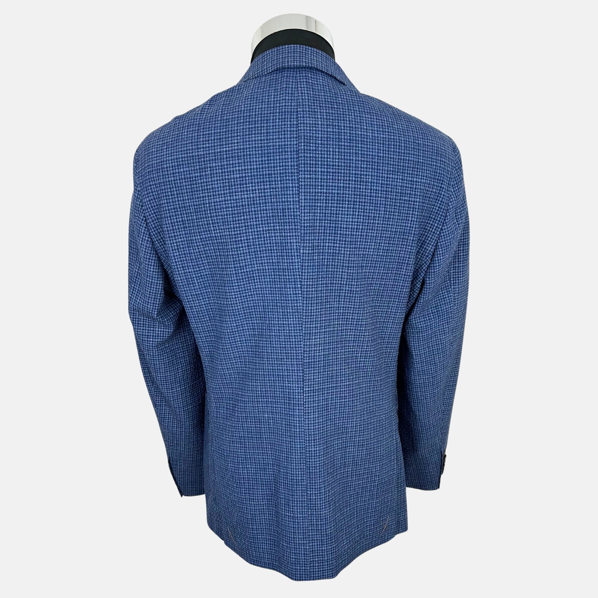 Blue Patterned Blazer made of Virgin Wool/Linen/Elastane (EU 48)