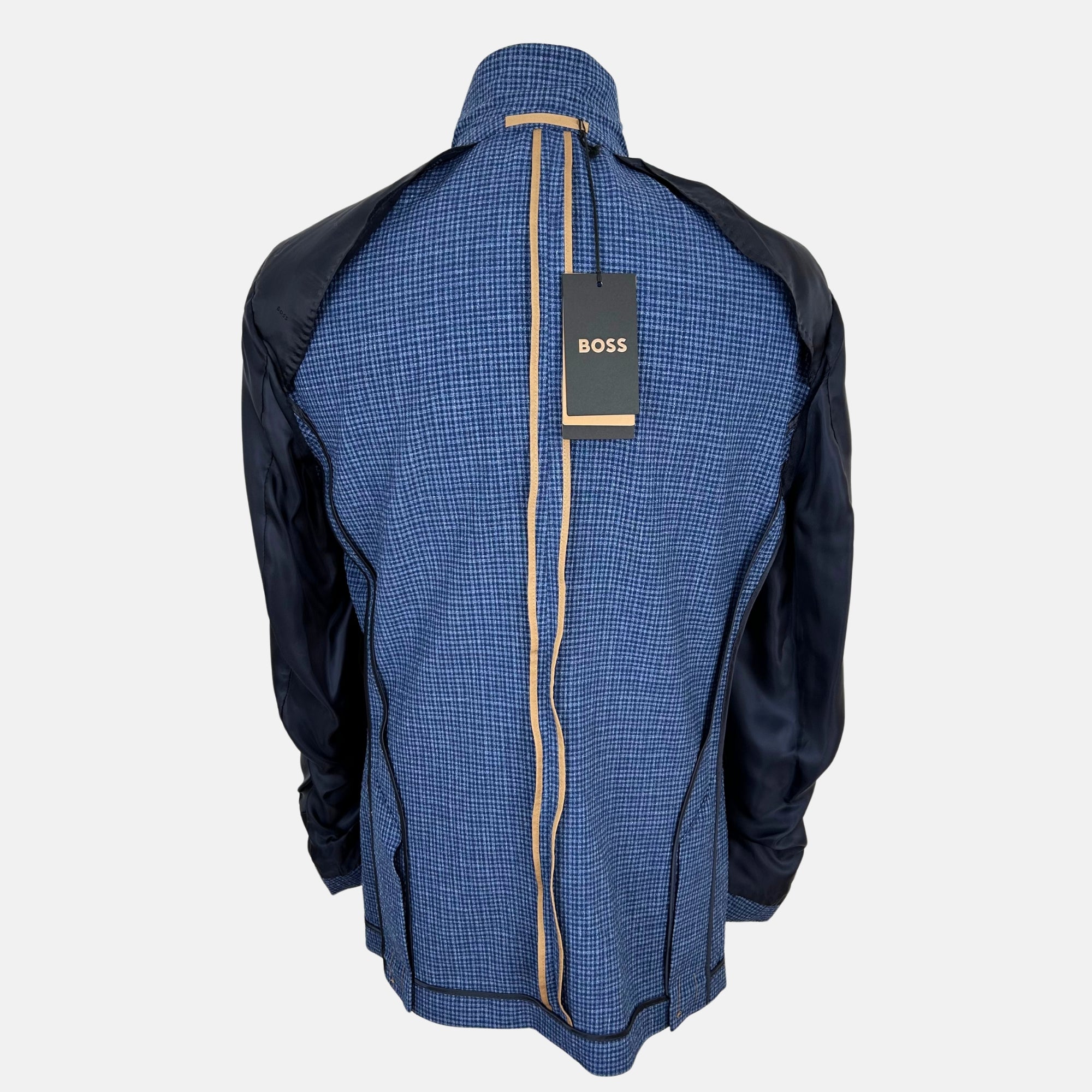 Blue Patterned Blazer made of Virgin Wool/Linen/Elastane (EU 48)