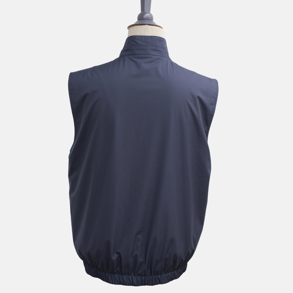 Navy Blue Reversible Microfibre/Linen Vest (EU 52)