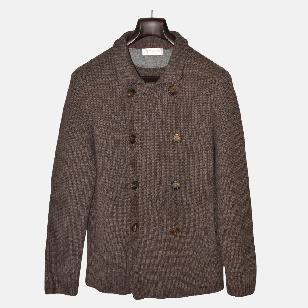 Brown Double Breasted Cashmere Cardigan (EU 48)
