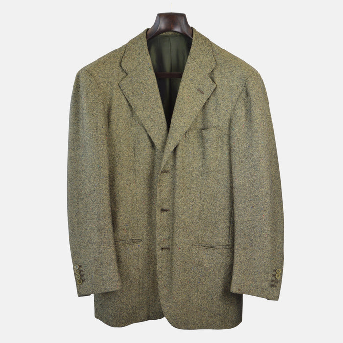 Oliv gemusterter Blazer aus Kaschmir (EU 52)
