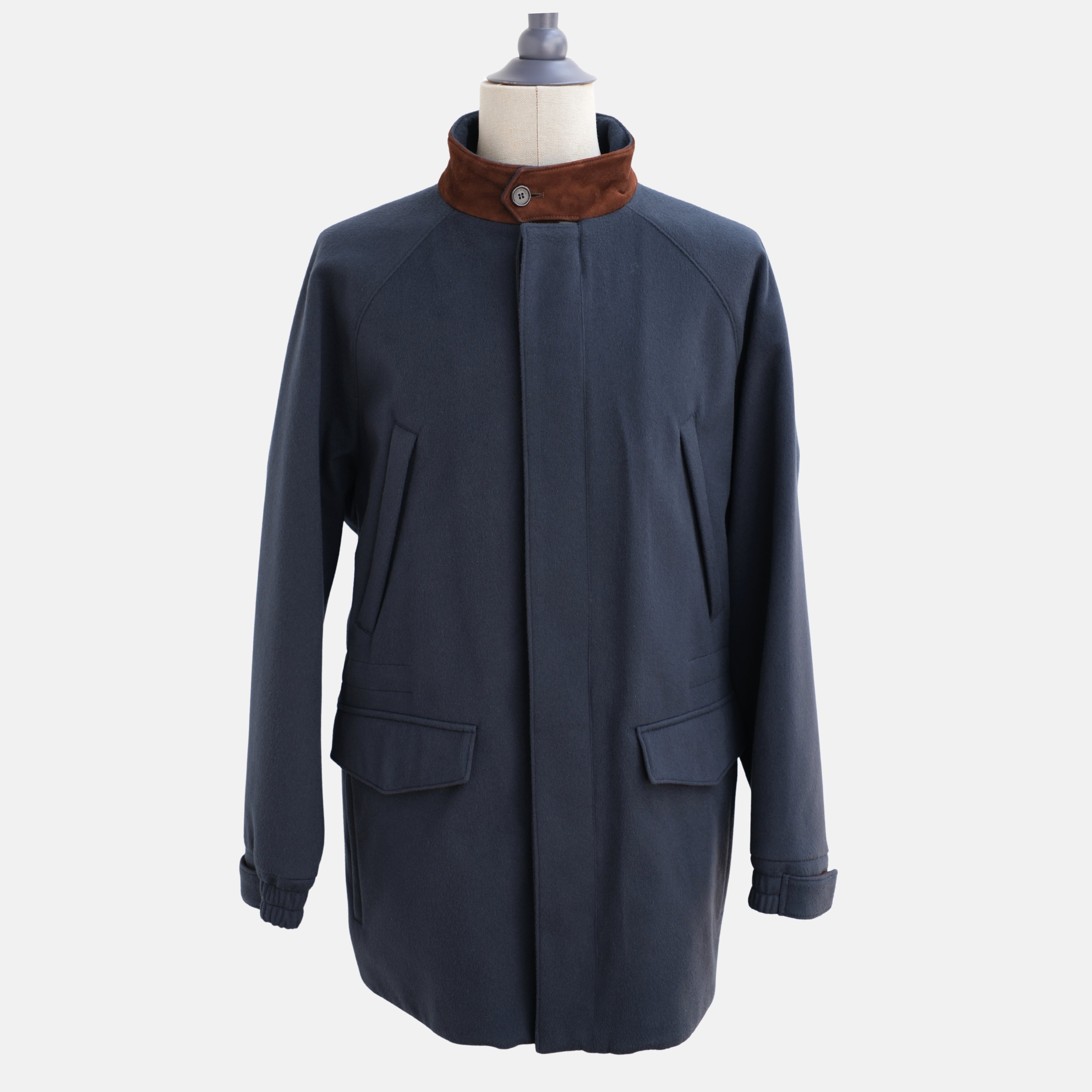 Blue Vicuna Parka with Suede Details (XL)