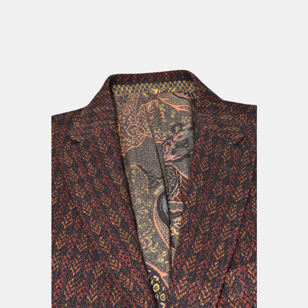 Multicoloured Checkered Blazer made of Linen/Cashmere (EU 50)
