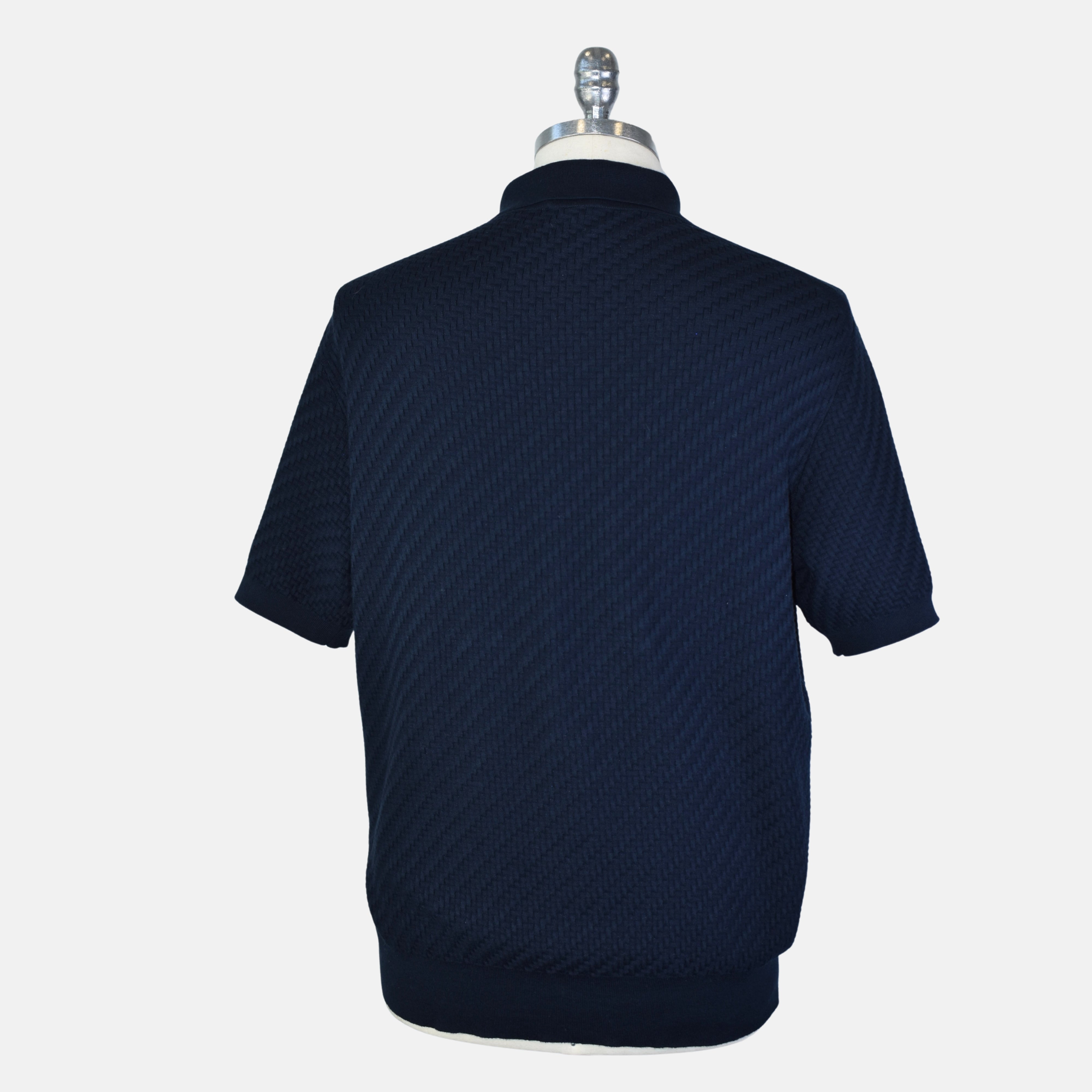Navy Poloshirt made of Cotton/Silk/Cashmere (EU 52)