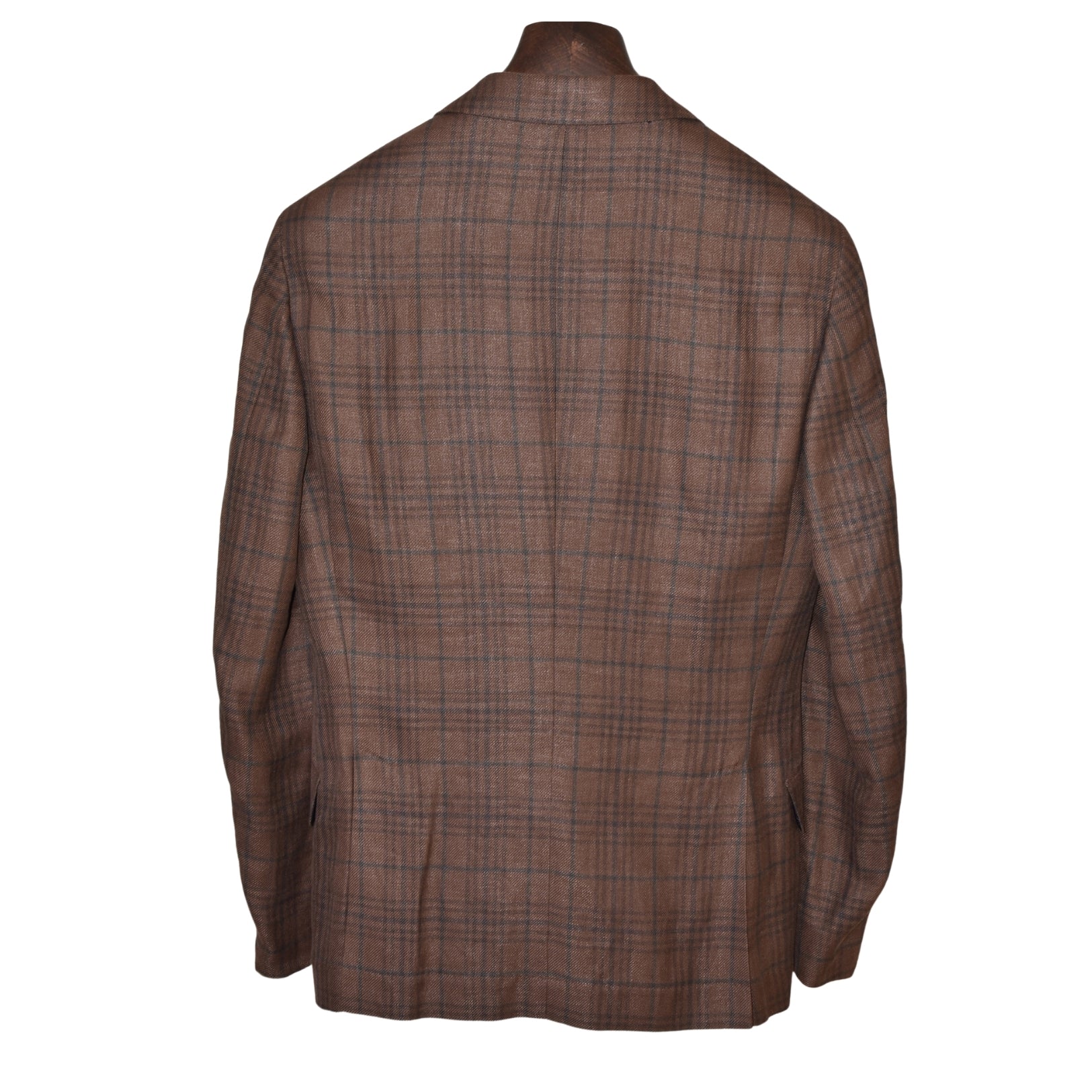 Brwon Checked Suit made of Linen/Wool/Silk (EU 46)