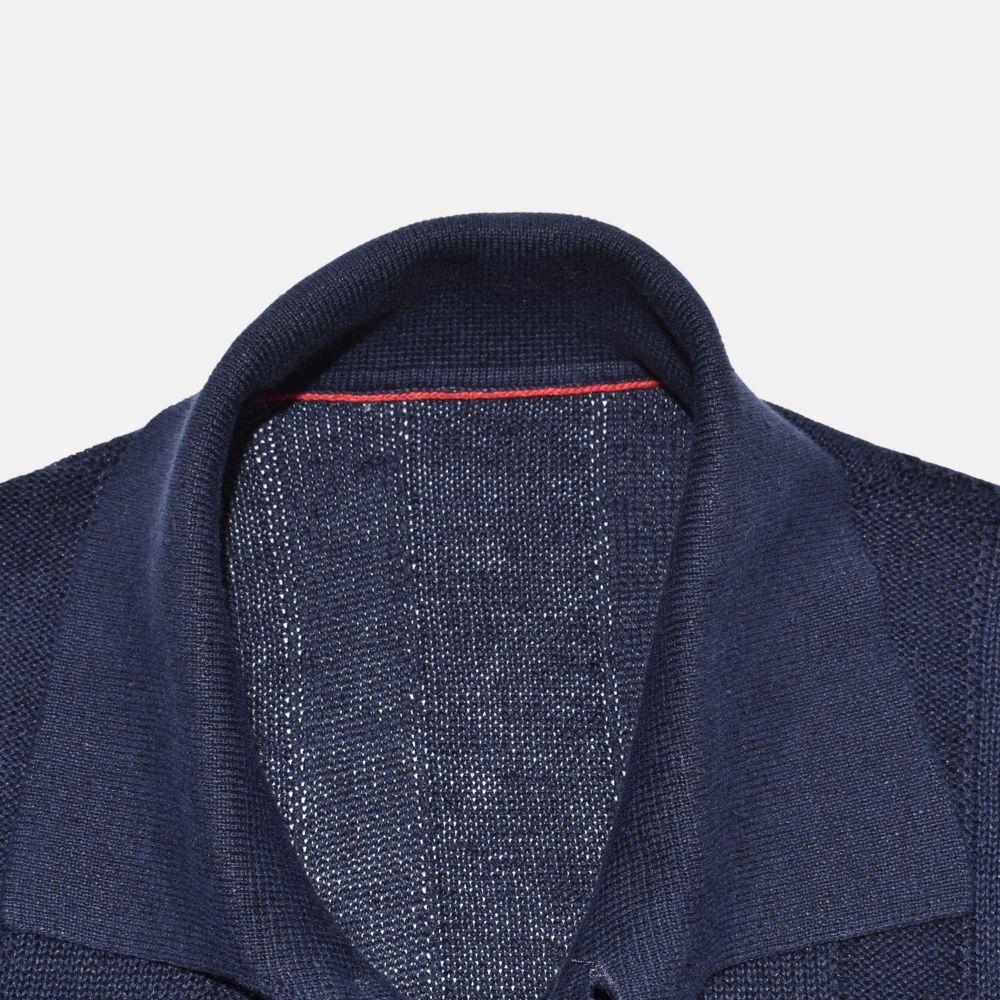 Navy Poloshirt made of Linen/Cotton (EU 52)