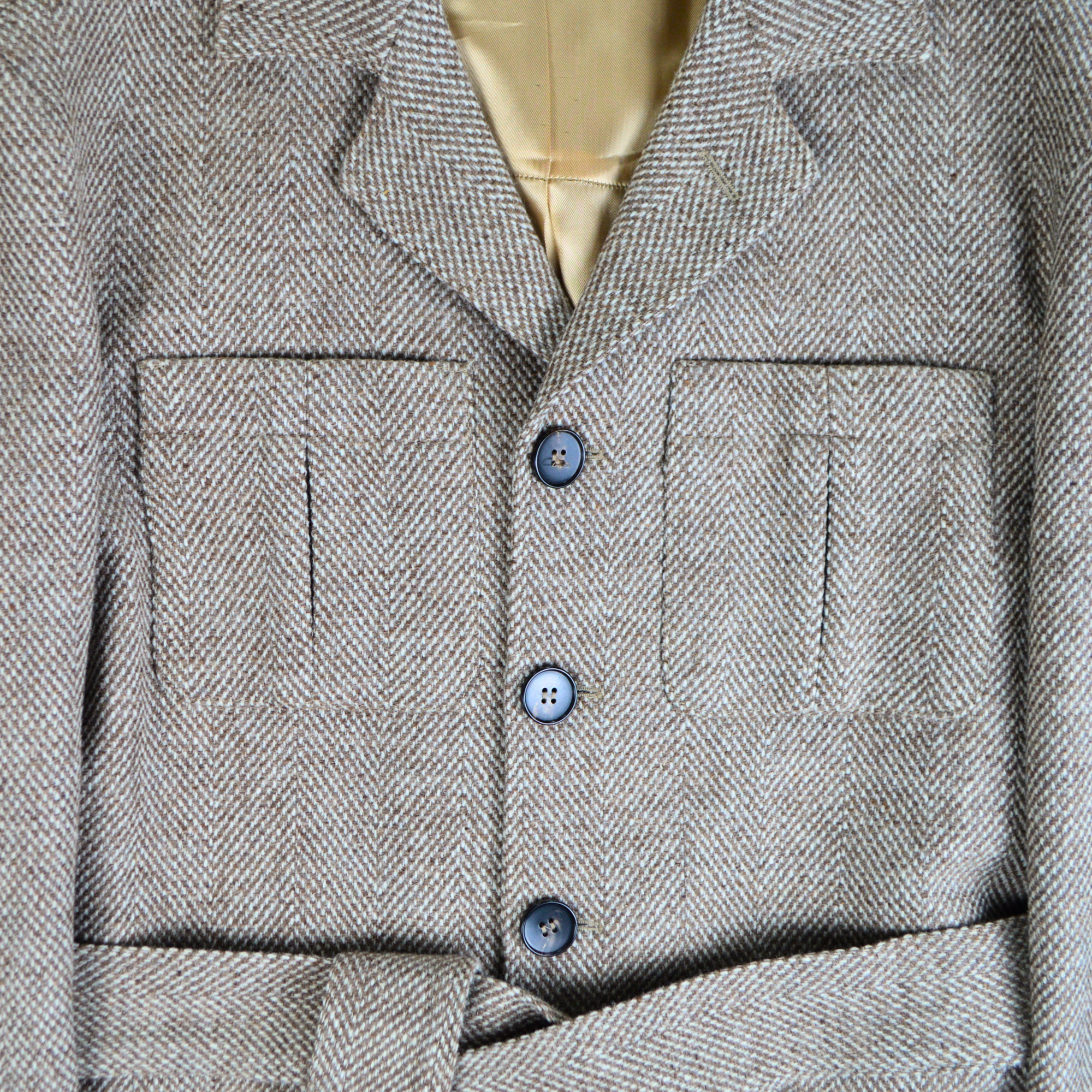 Beige Patterned Jacket made of Merino Wool (EU 46)