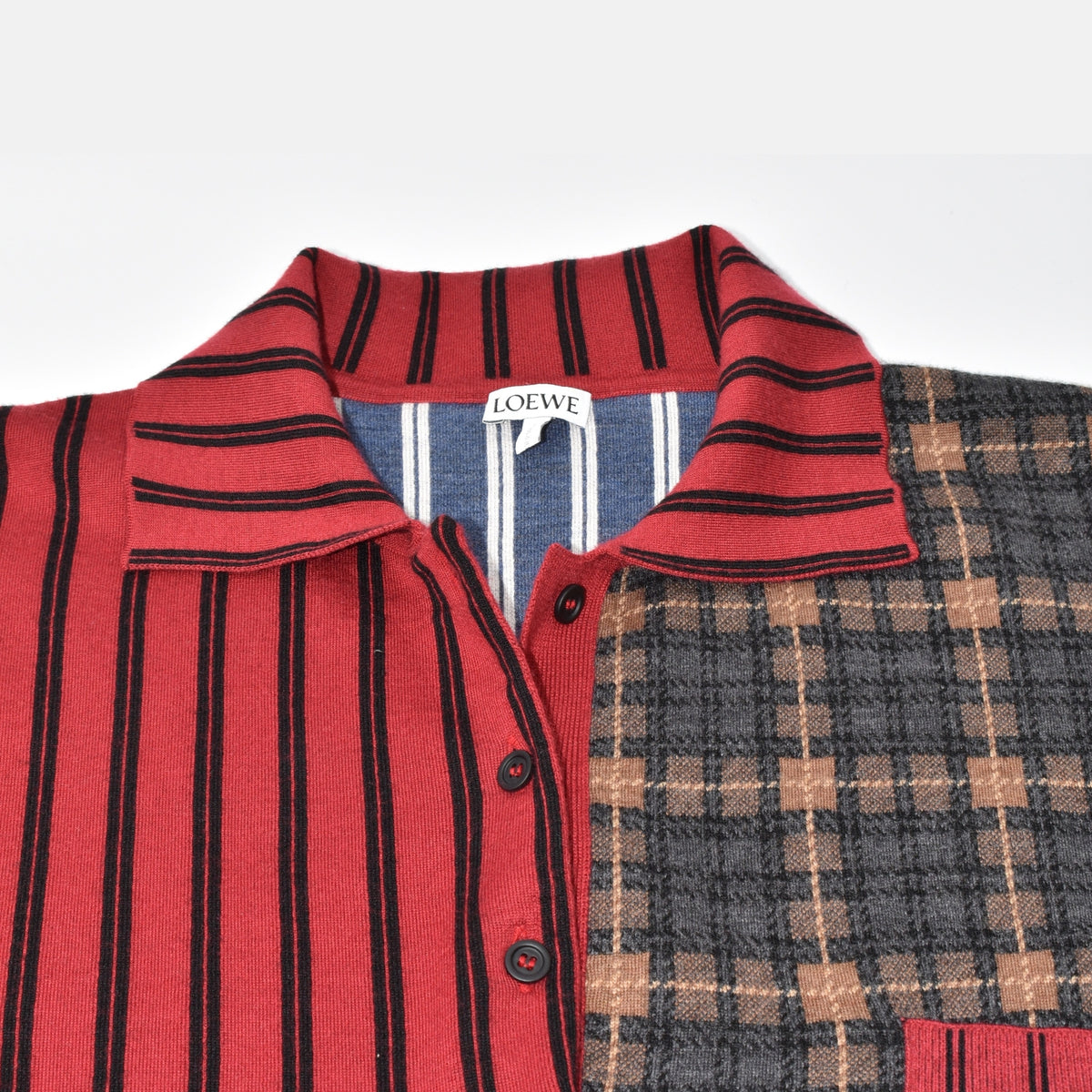 Multicoloured Patterned Longsleeve Polo made of Cotton (M)