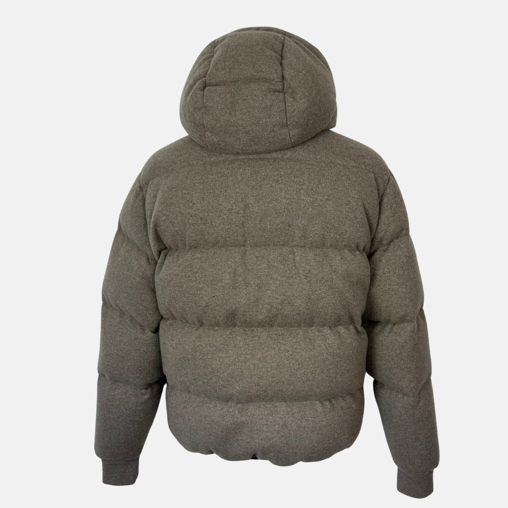 Greige Down Quilted Cashmere Jacket (EU 48)
