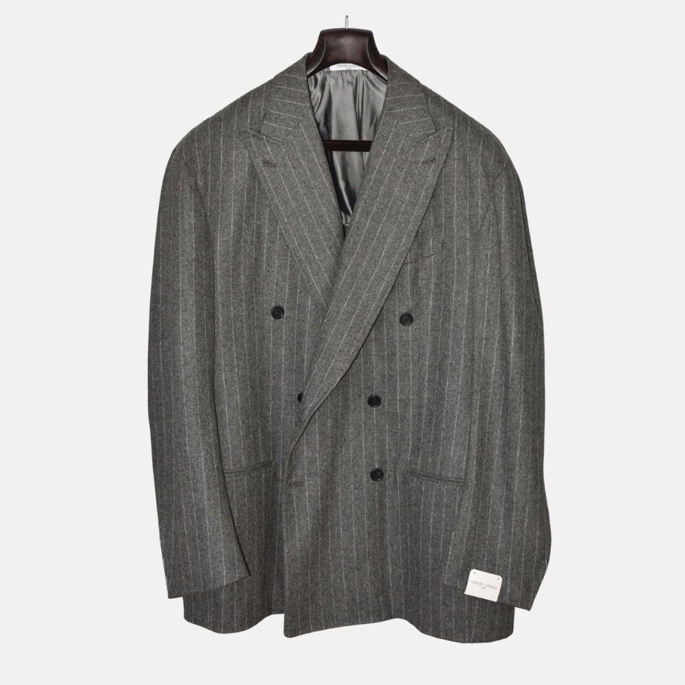 Grey Chalkstripe Double-Breasted Blazer made of Wool (EU 64)
