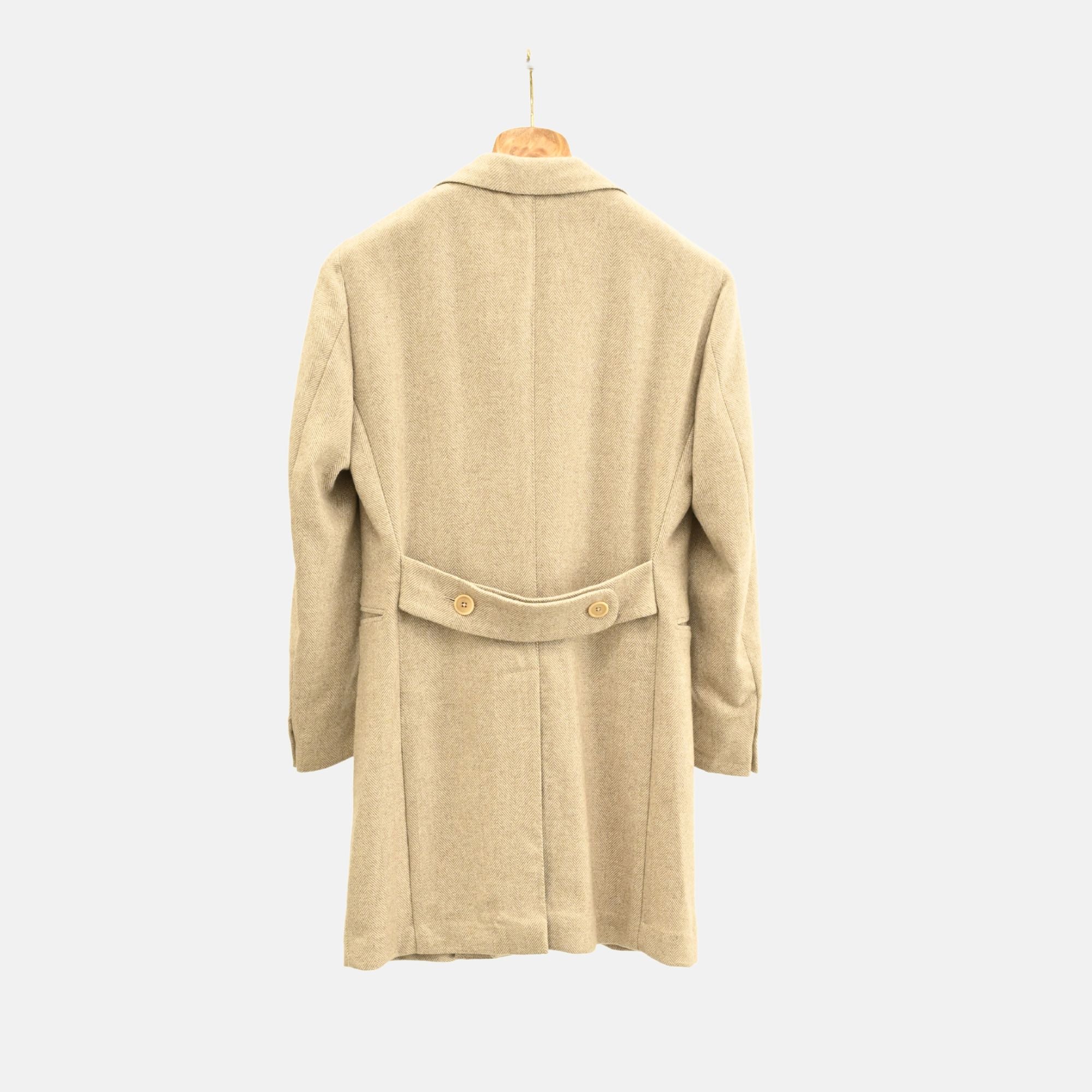 Beige Double Breasted Cashmere Coat (44)