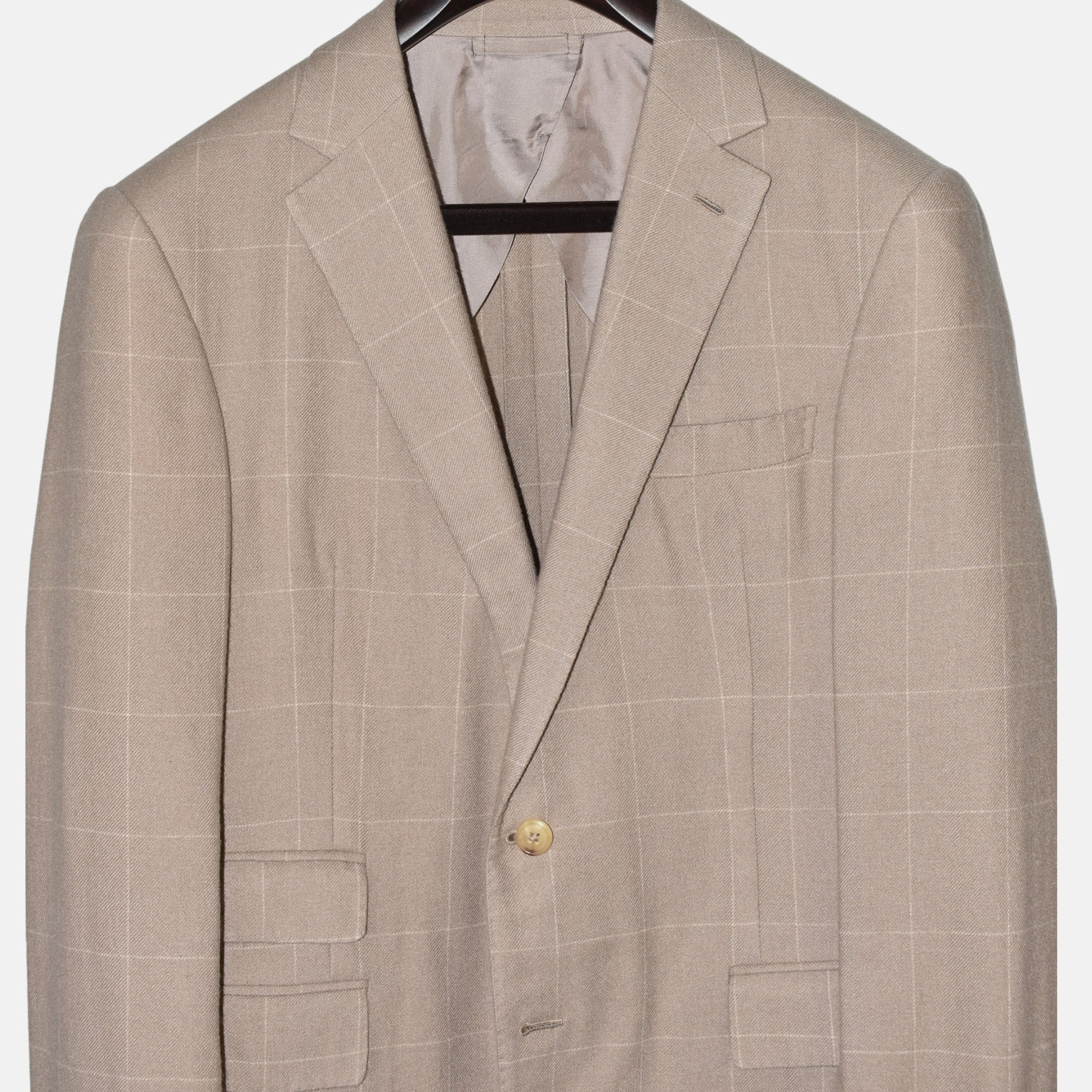 Beige Windowpane Cashmere Blazer (EU 50)