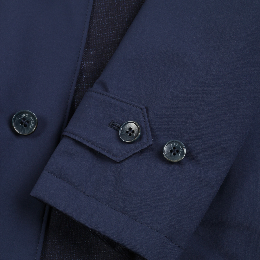 Blue Reversible Coat made of Nylon-Wool/Linen/Silk (EU 48)