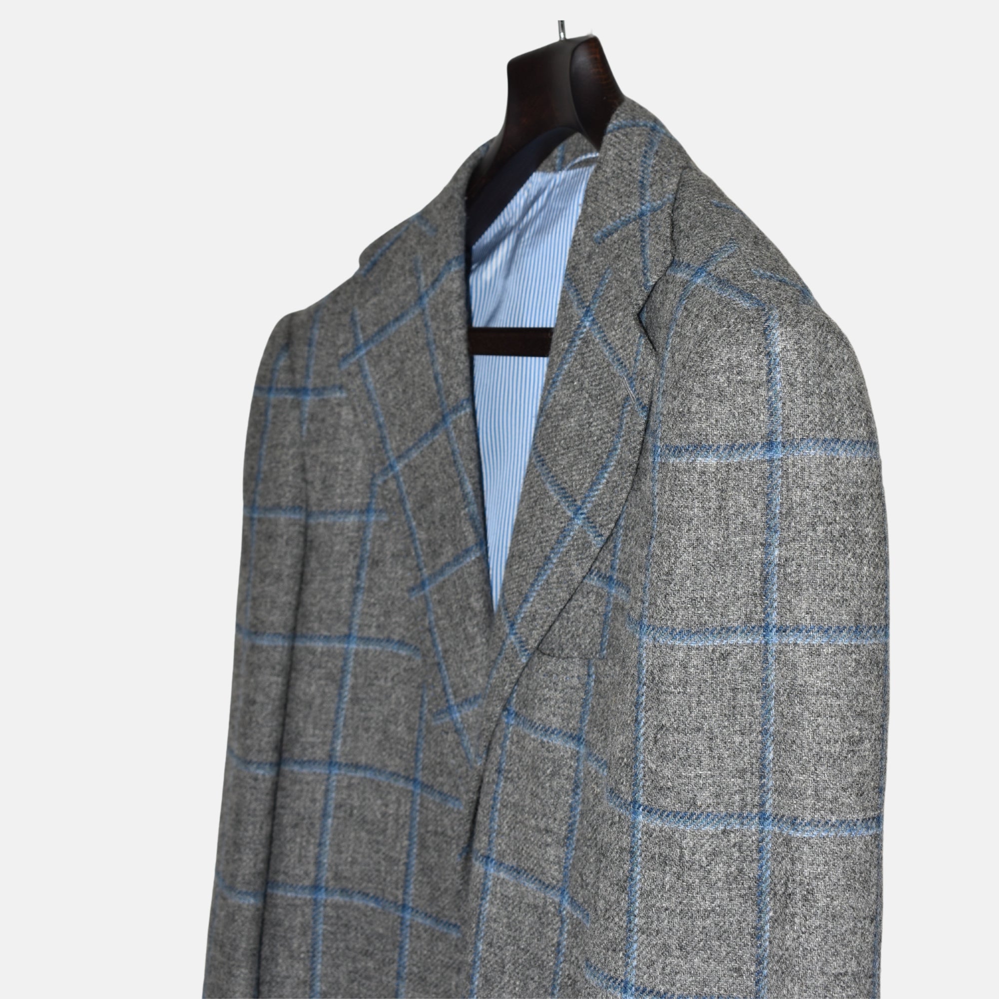 Gray/Blue Checkered Blazer made of Wool (EU 52L)