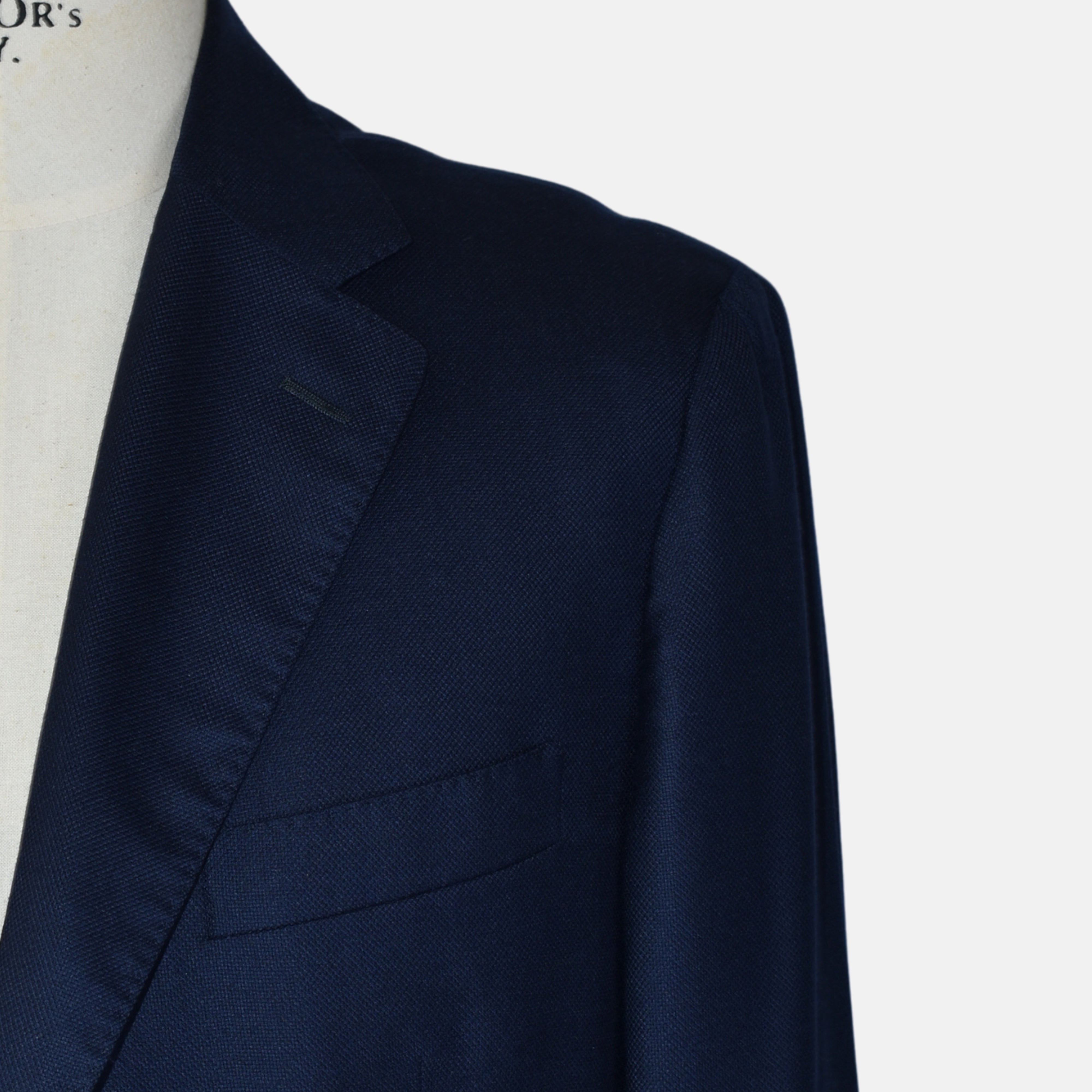 Navy Cashseta Blazer mit Leder-Details aus Kaschmir/Seide (EU 54)