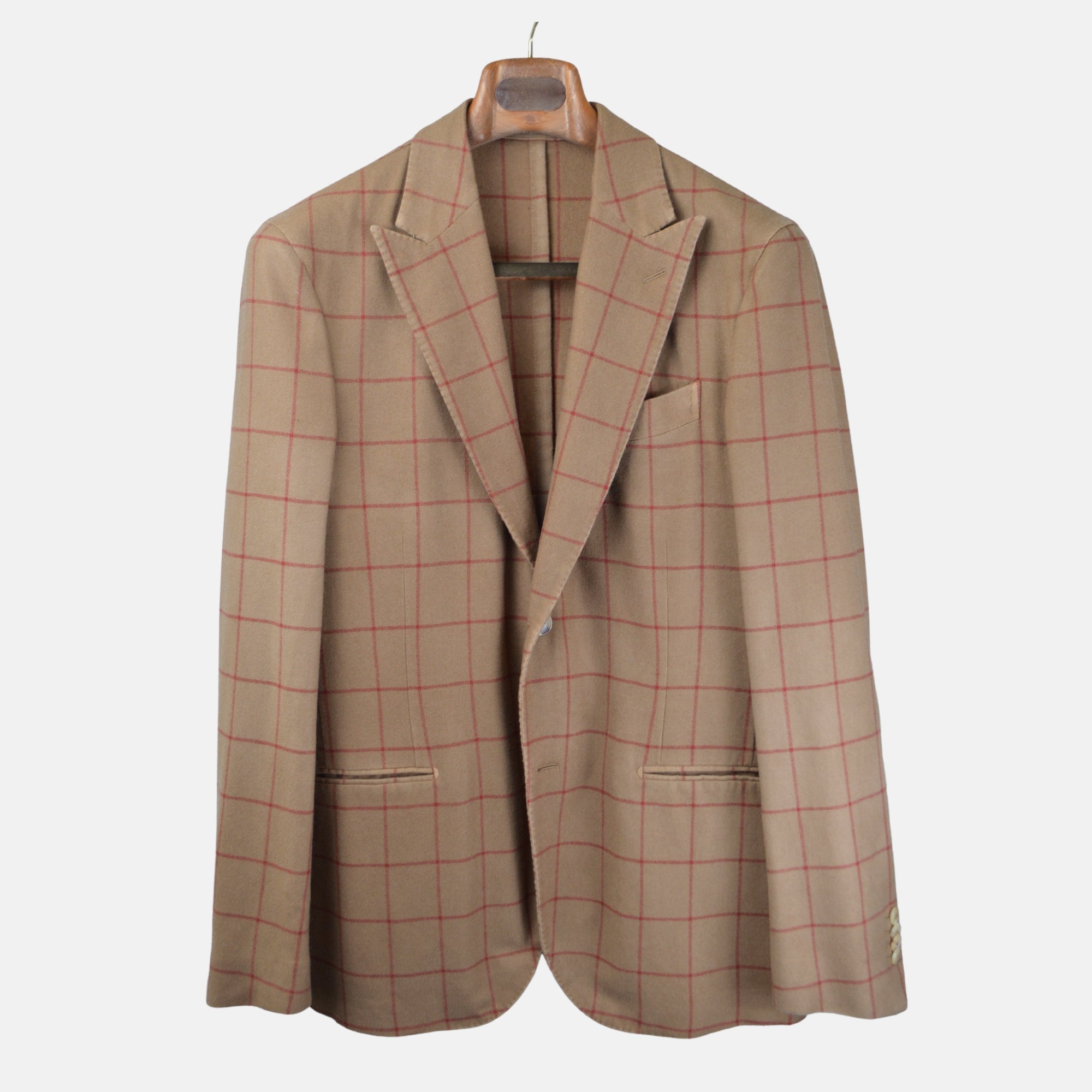 Brown/Red Checked Suit made of Wool/Cashmere (48)