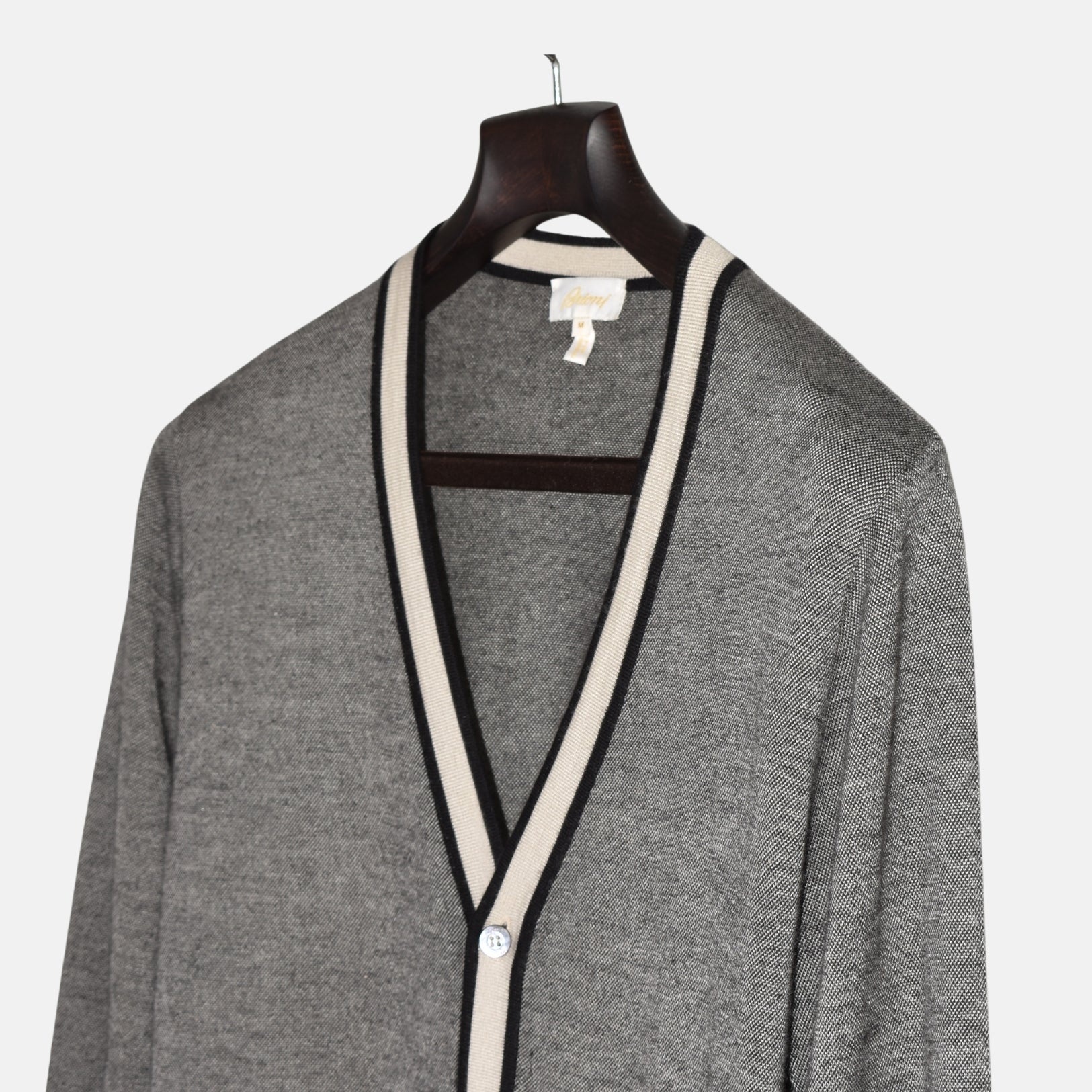 Black-Cream Patterned Cardigan made of Cashmere/Silk (M)