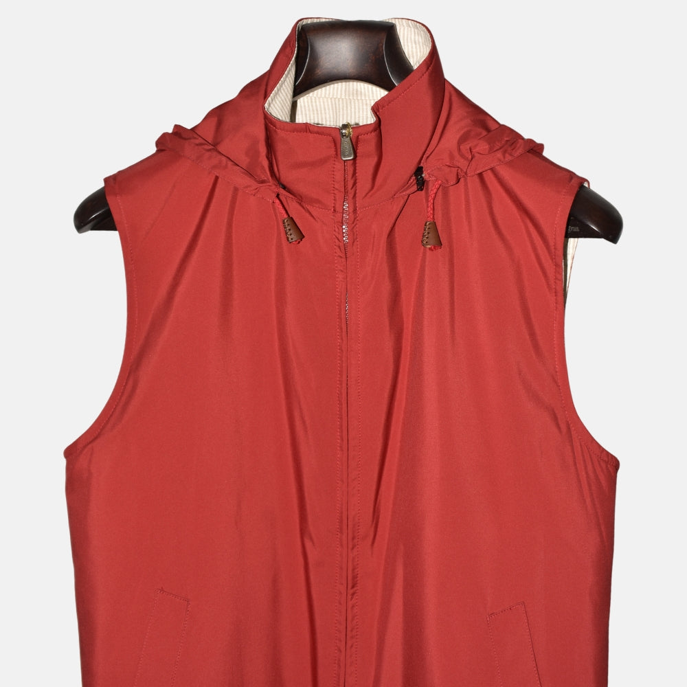 Red-Offwhite/Striped Reversible Vest (S)