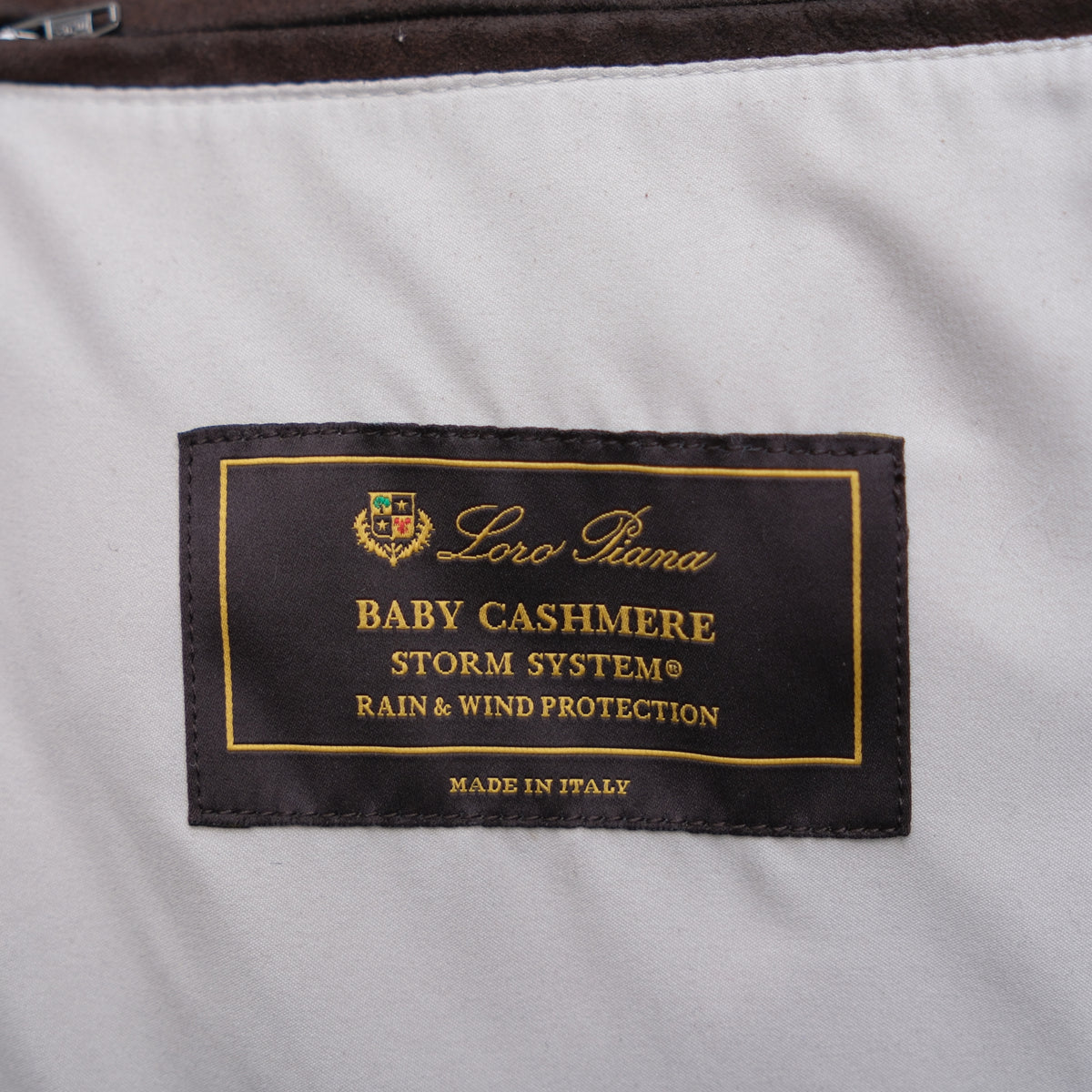 Brauner Daunenmantel aus Baby-Kaschmir mit Castarino-Kragen (XXXL)