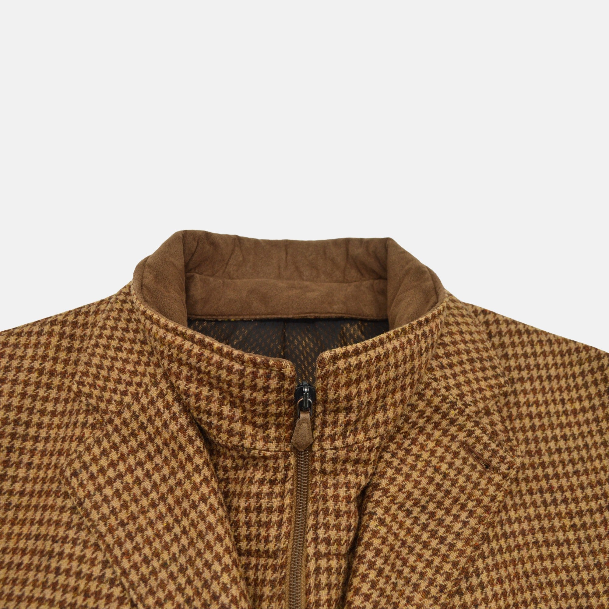 Camel Brown Checked Blazer made of Virgin Wool (58)