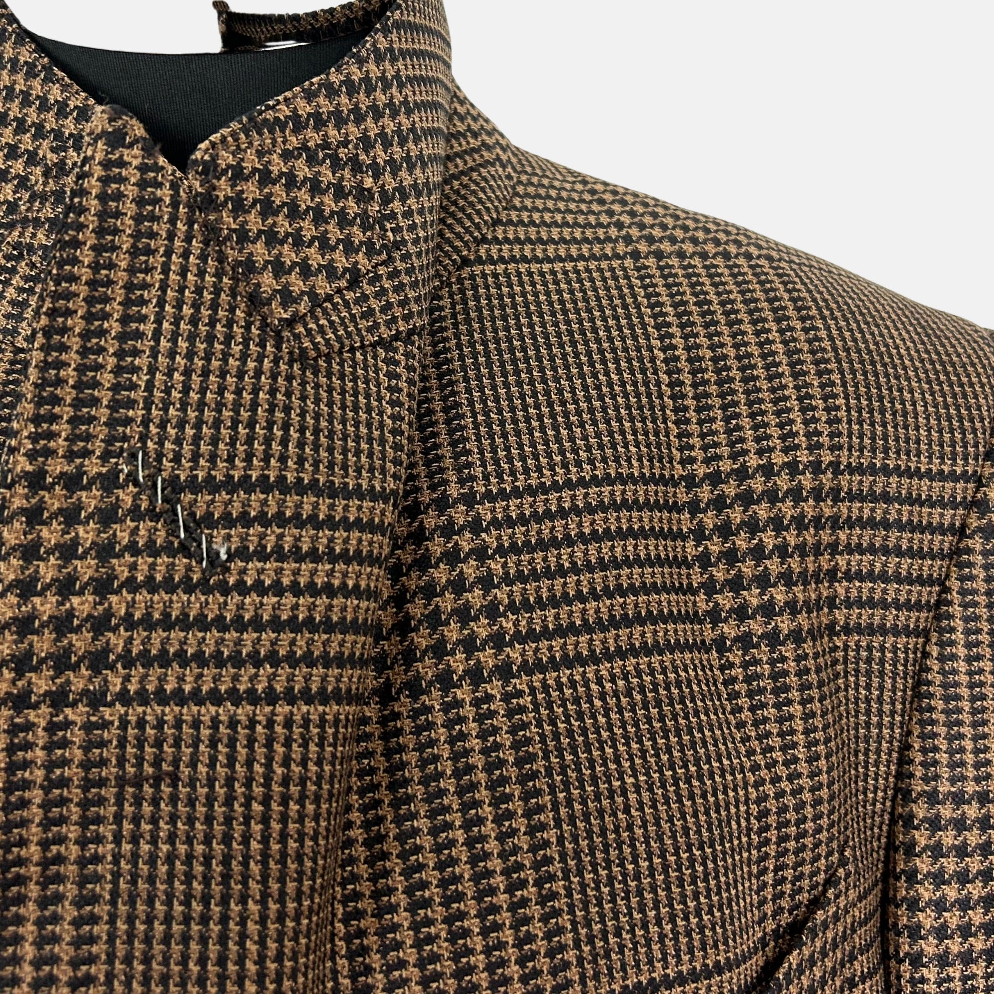 Brown Checked Suit made of Wool/Silk/Mohair (52)