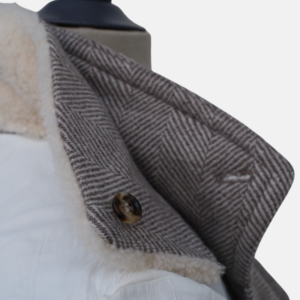 Grey Double Breasted Padded Cashmere Coat (EU 50)