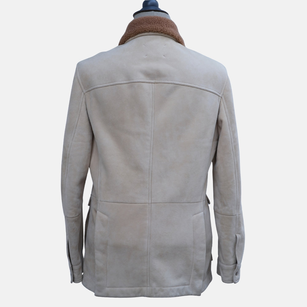 Beige Jacket made of Sheepskin (S)