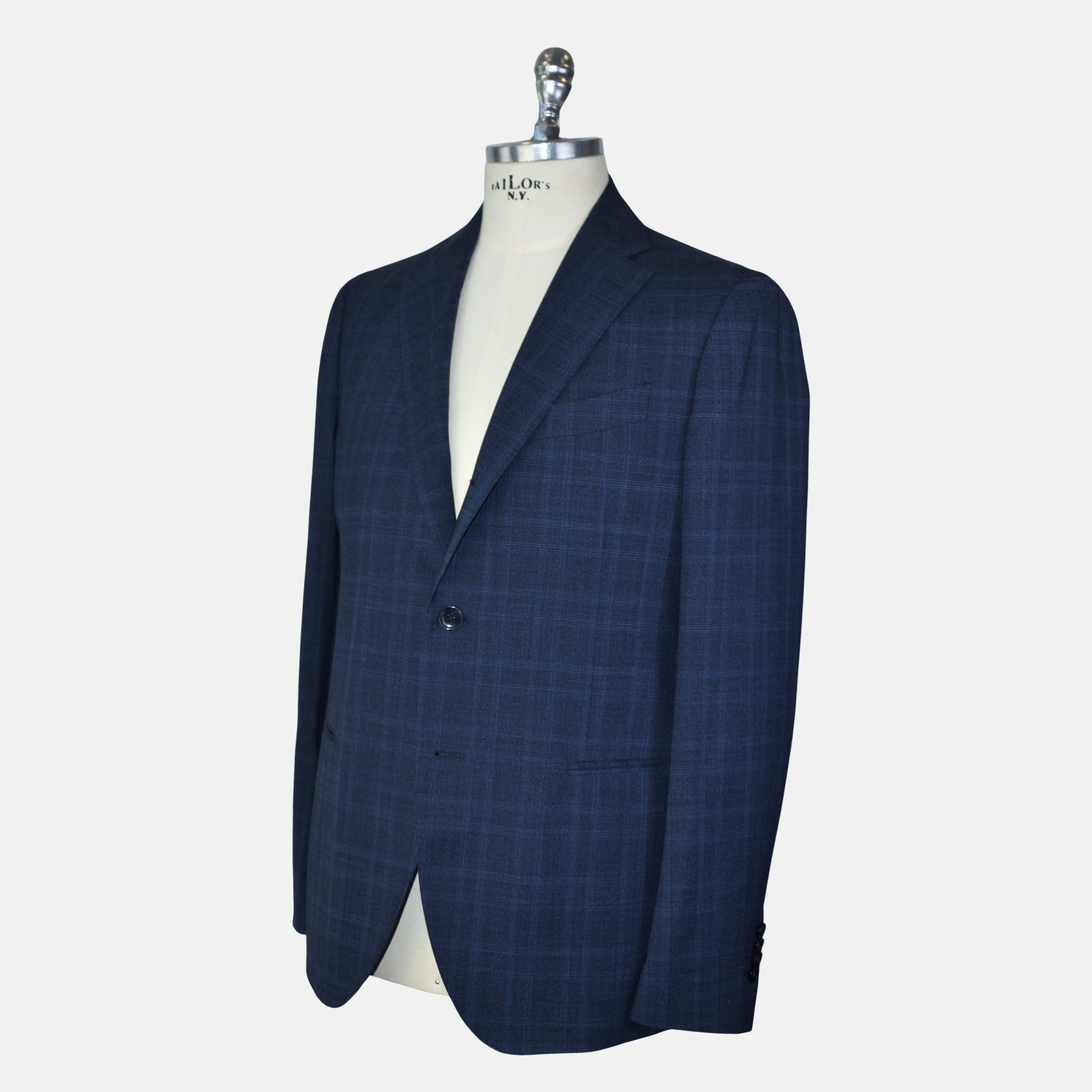 Blue Checkered Suit made of Polyester/Wool (EU 50)