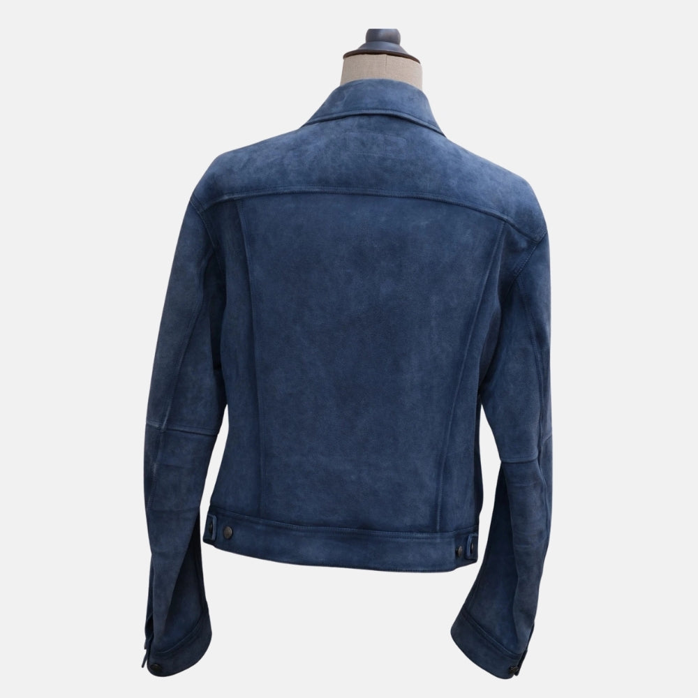 Blue Suede Trucker Jacket (XL)