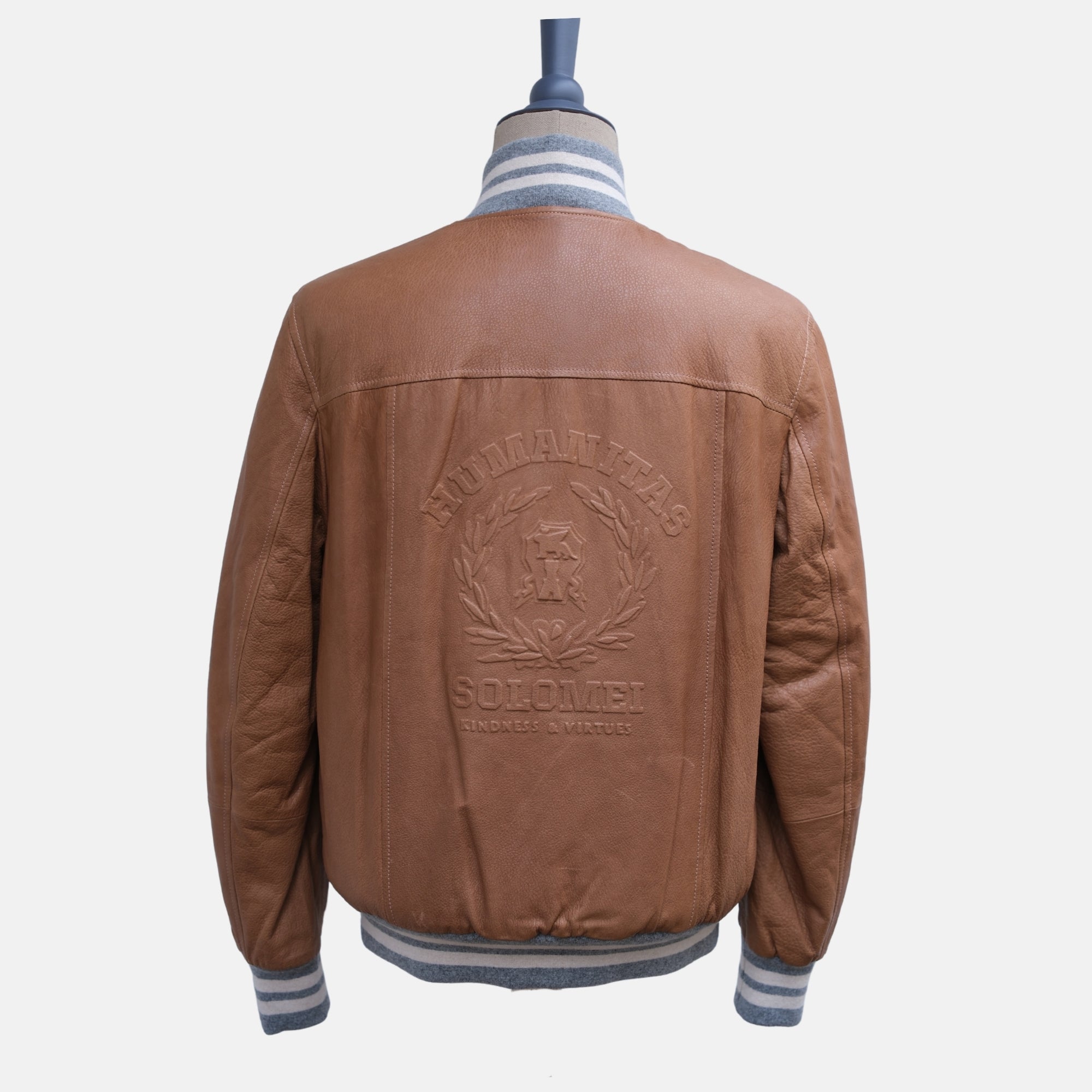 Hellbraune Bomberjacke aus Leder (S)