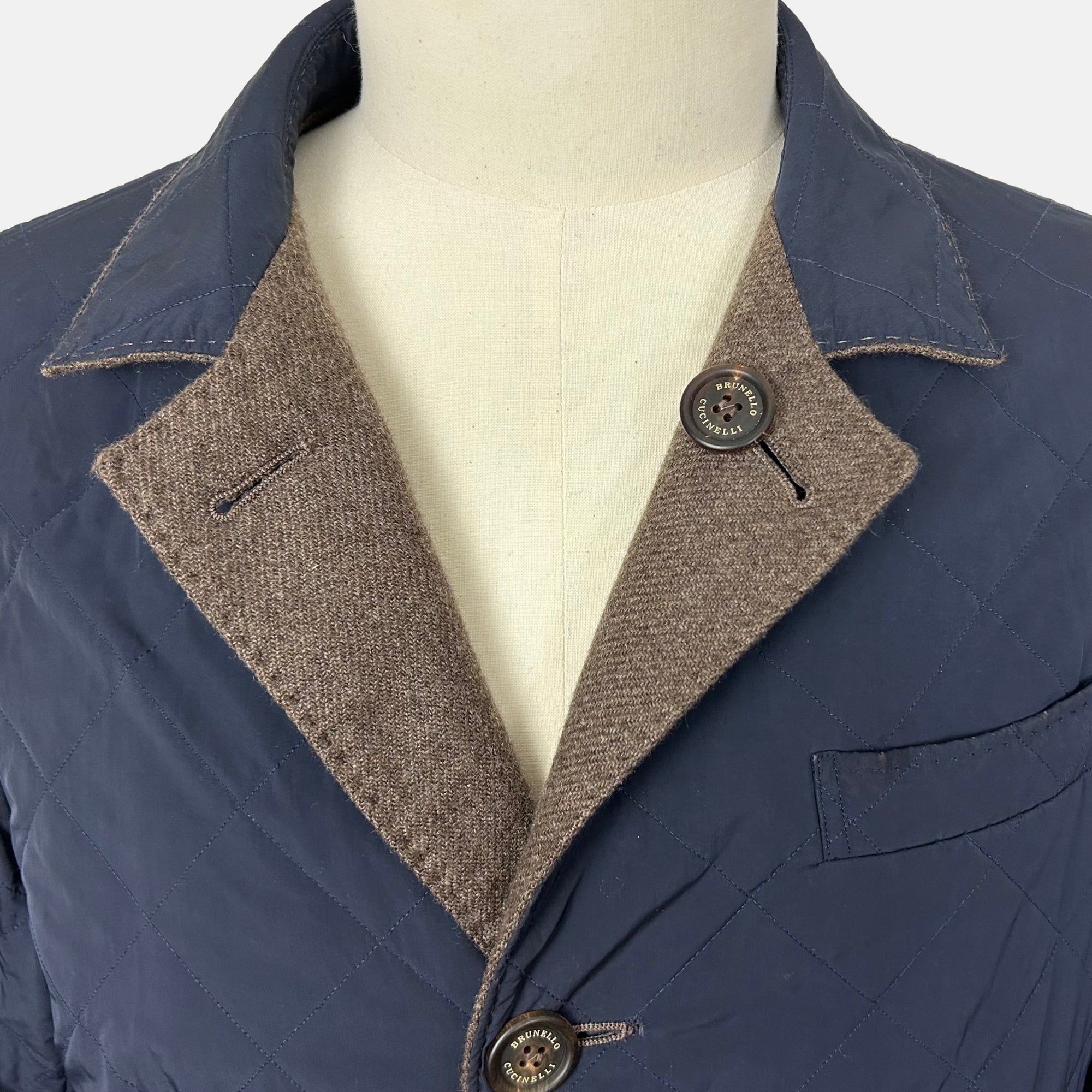 Brown/Navy Reversible Coat made of Cashmere (50)