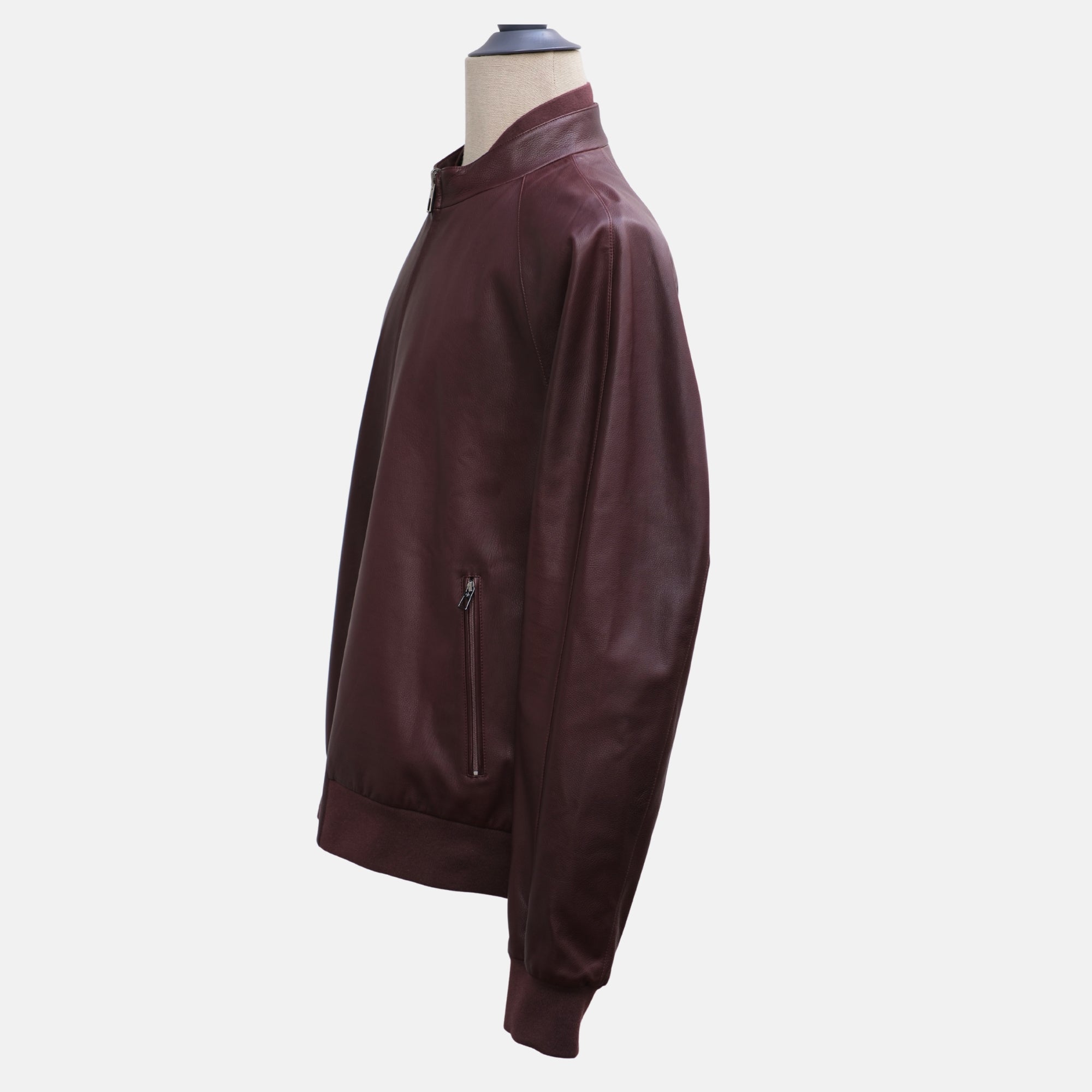 Bordeaux/Taupe Revisable Jacket made of Leather (XXL)