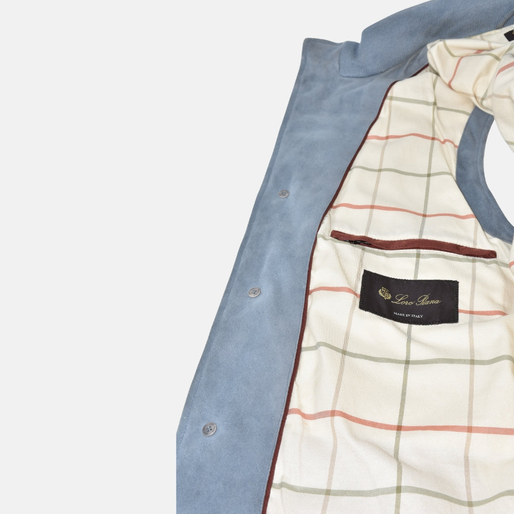 Light Blue Down Vest made of Suede (L)