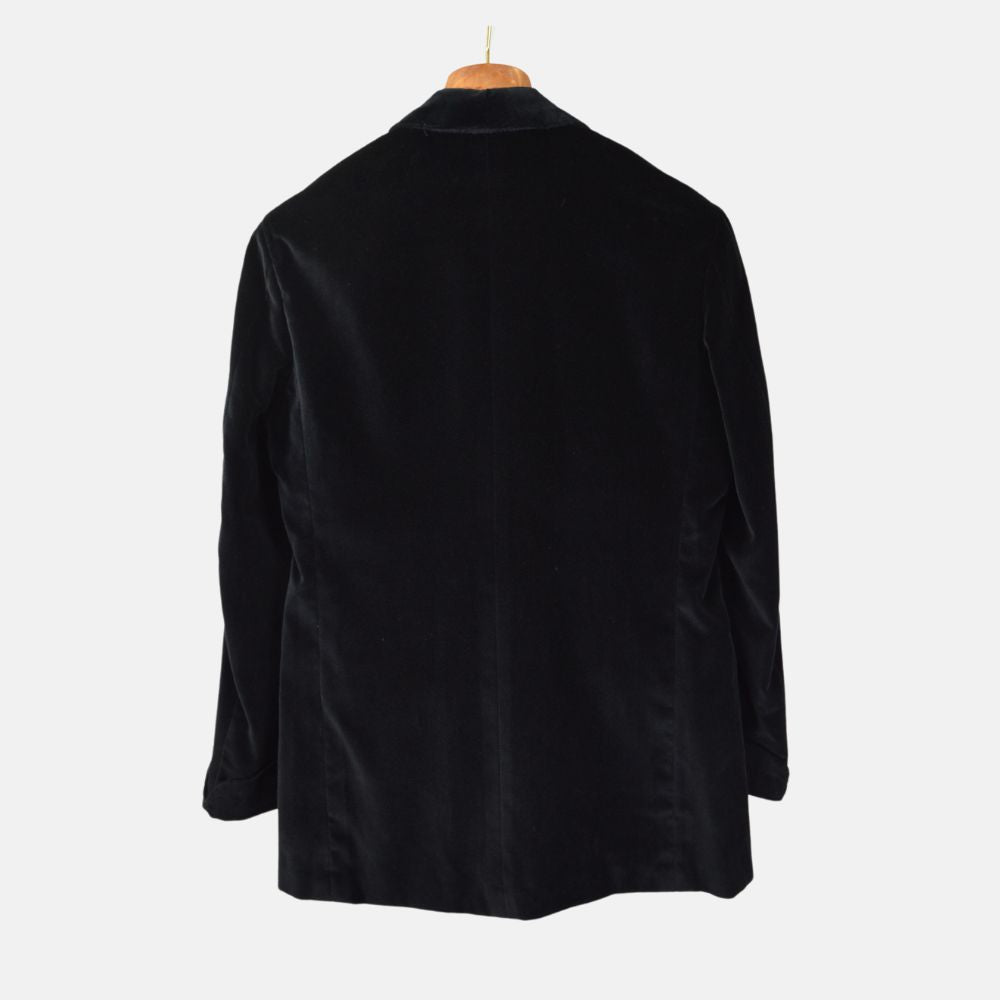 Black Shawl Collar Velvet Blazer made of Cotton (48)