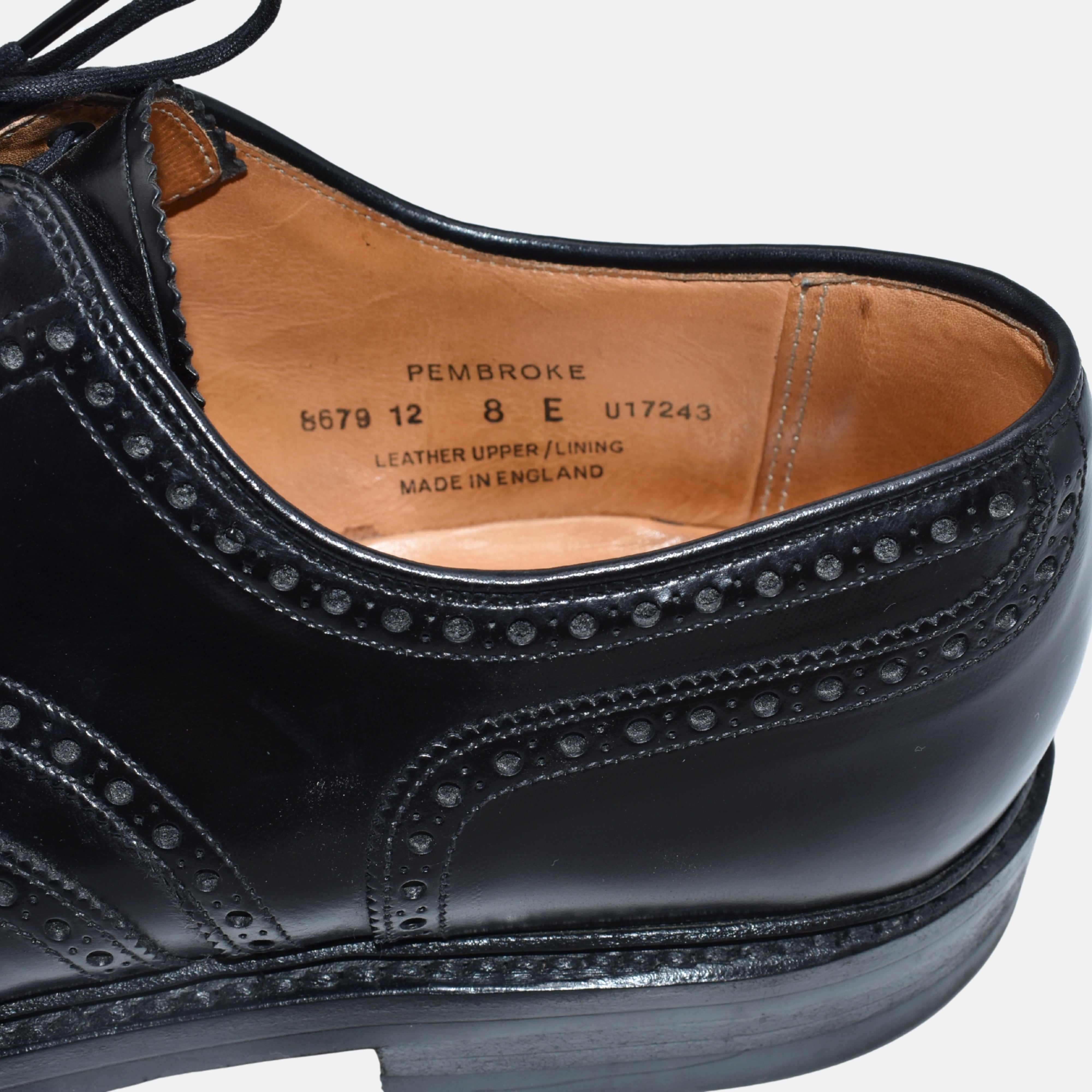 Black Budapester Leather Shoes "Pembroke" (EU 42)