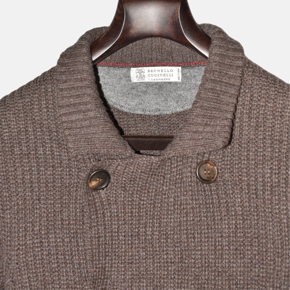 Brown Double Breasted Cashmere Cardigan (EU 48)