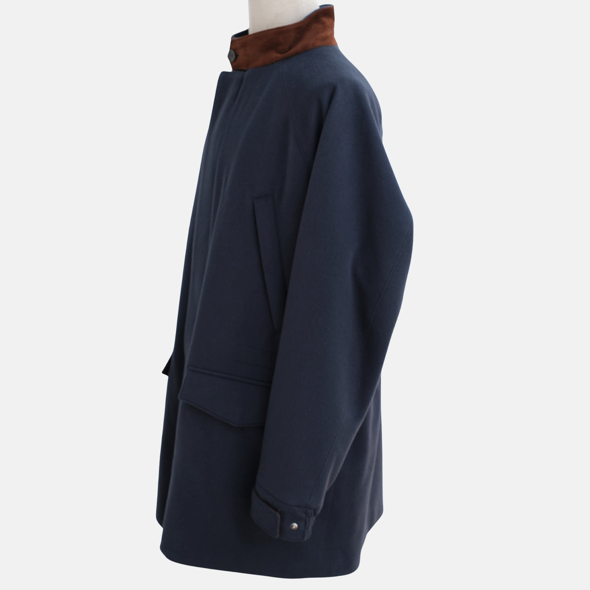 Blue Vicuna Parka with Suede Details (XL)