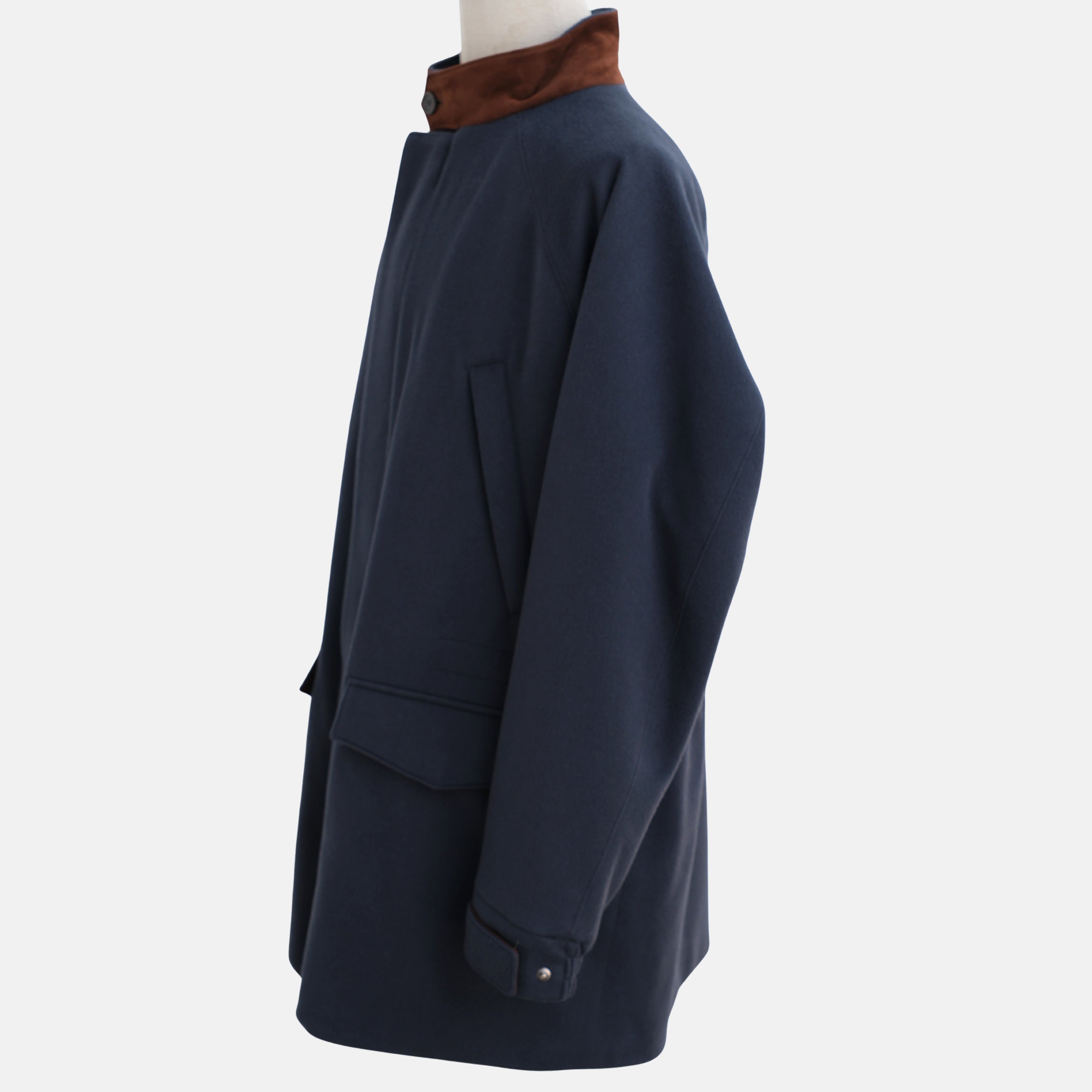 Blue Vicuna Parka with Suede Details (XL)