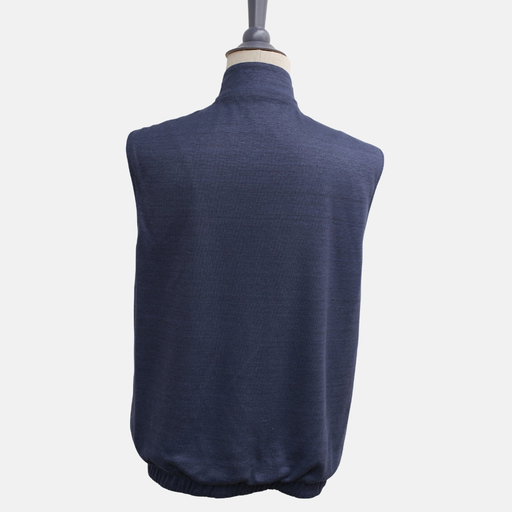 Navy Blue Reversible Microfibre/Linen Vest (EU 52)