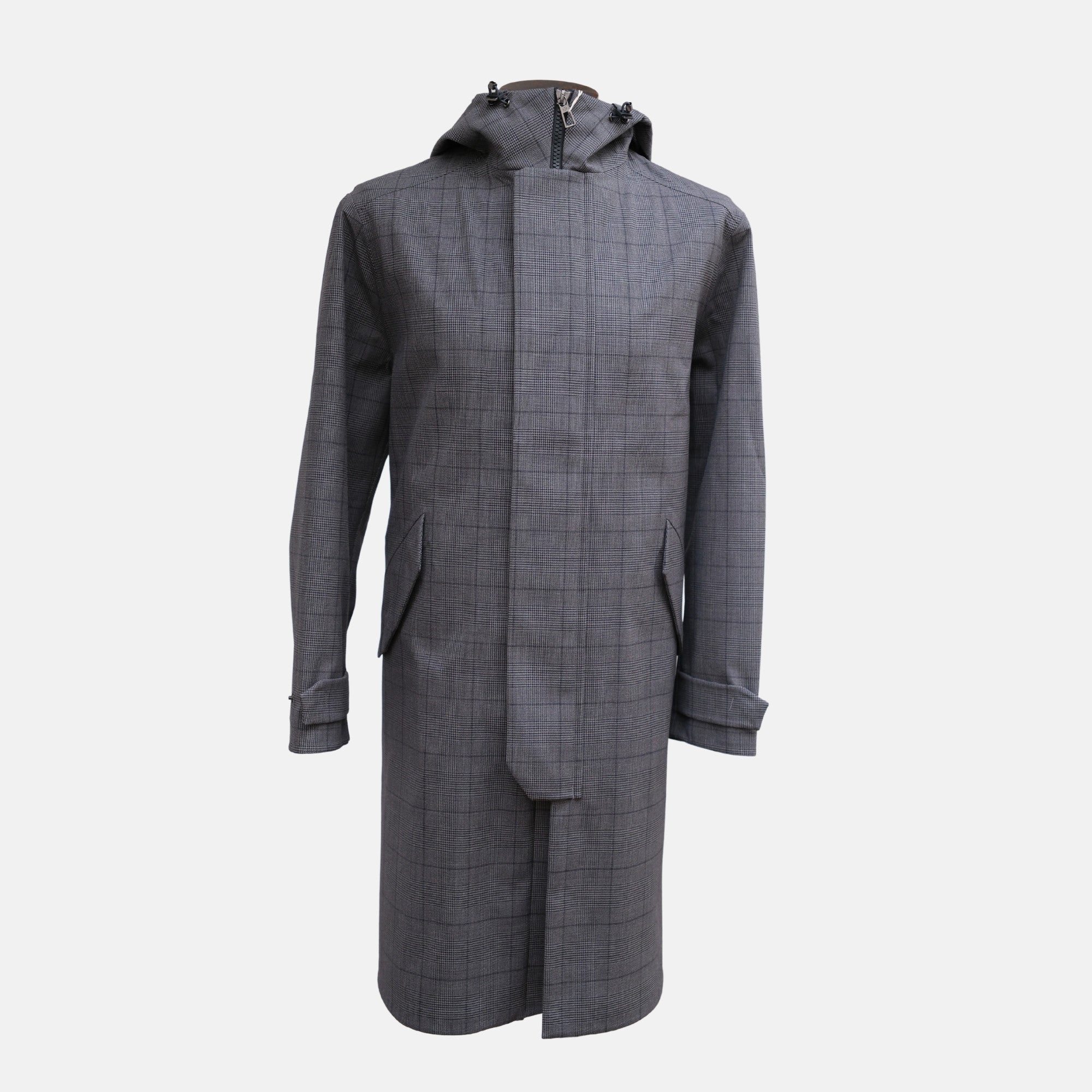 Grey Patterned Parka made of Virgin Wool (L)