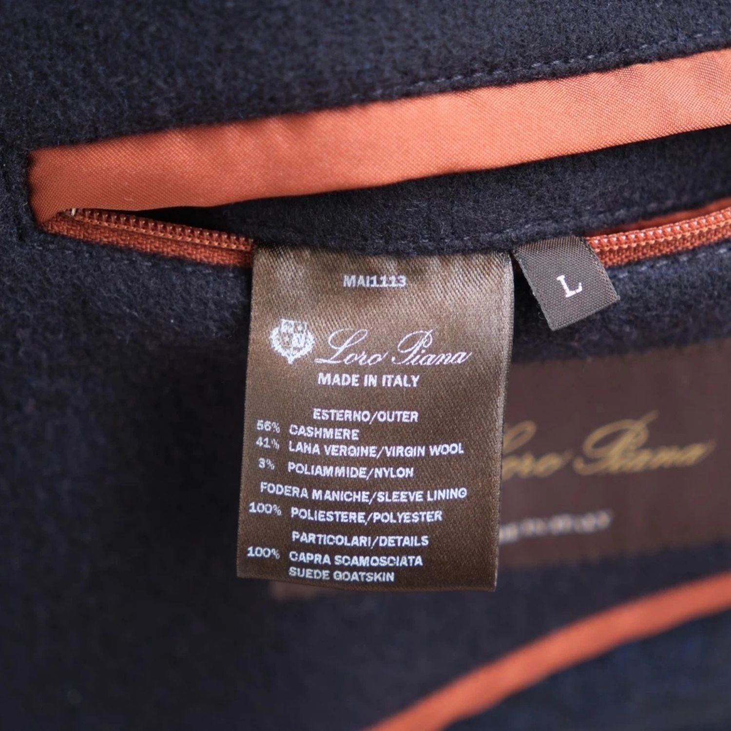 Navy Double Breasted Cashmere Pea Coat (L)